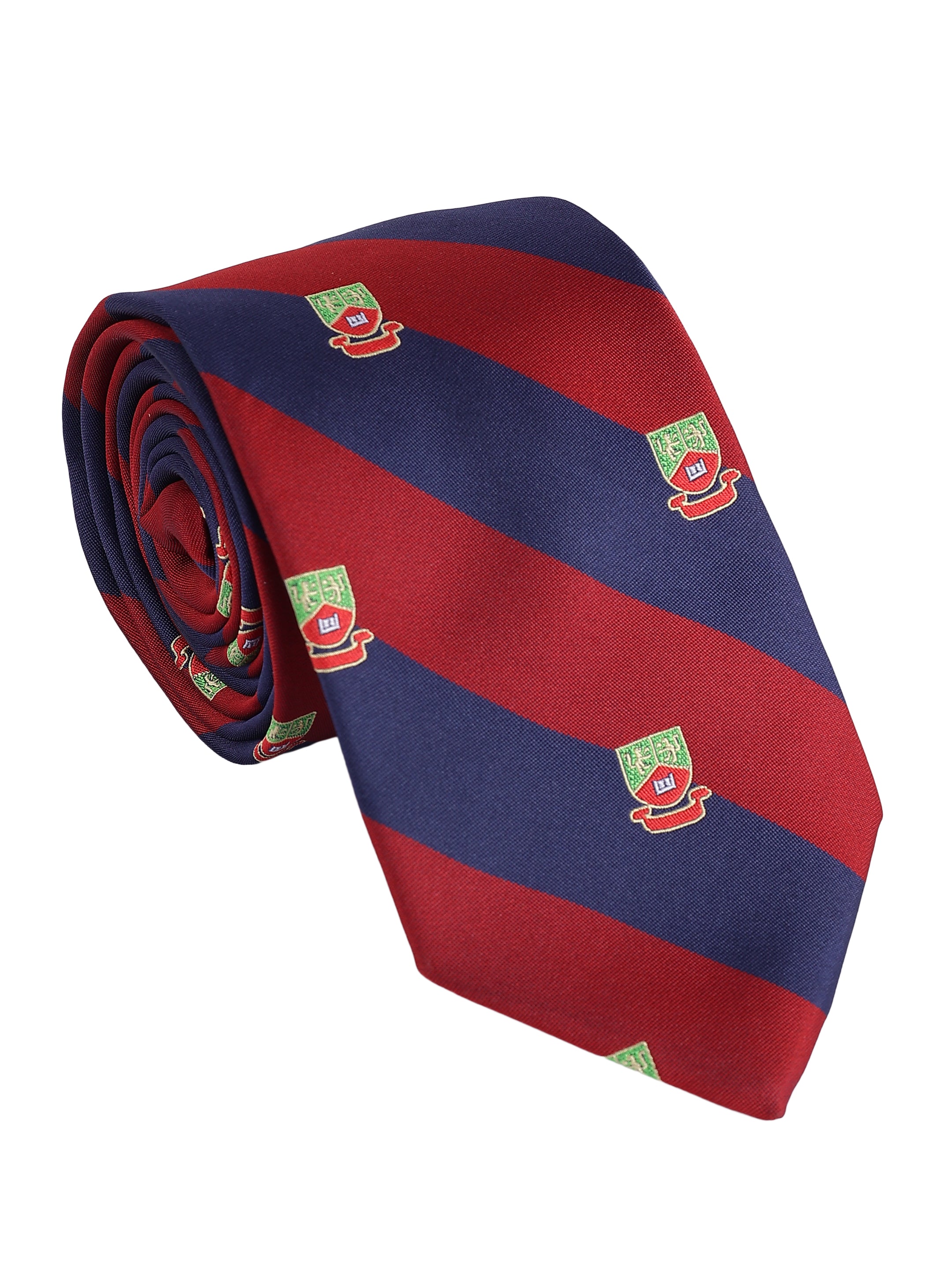 Maroon & Blue Striped Formal Tie With Motifs