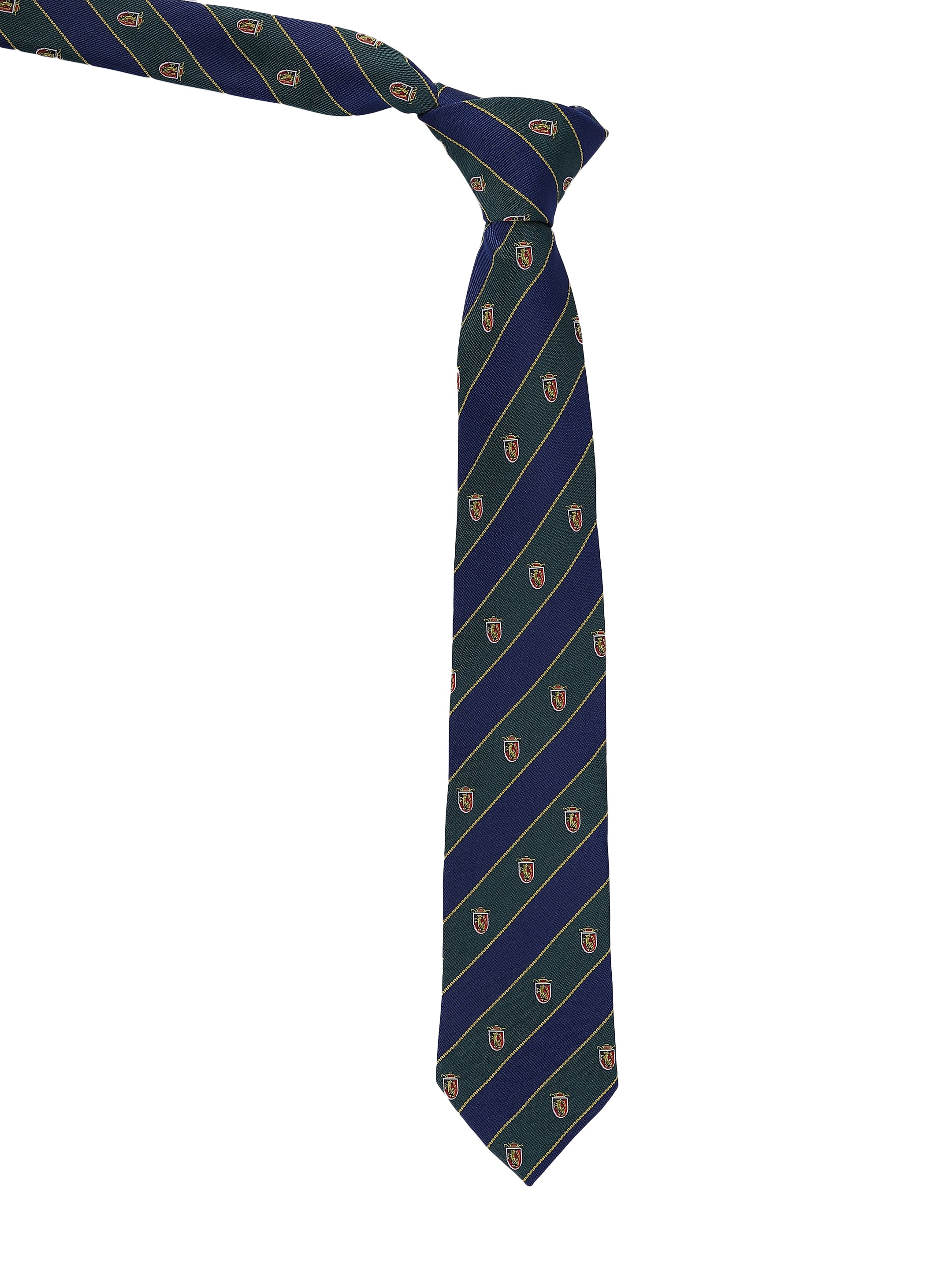 Blue & Green Striped With Motif Design Formal Tie