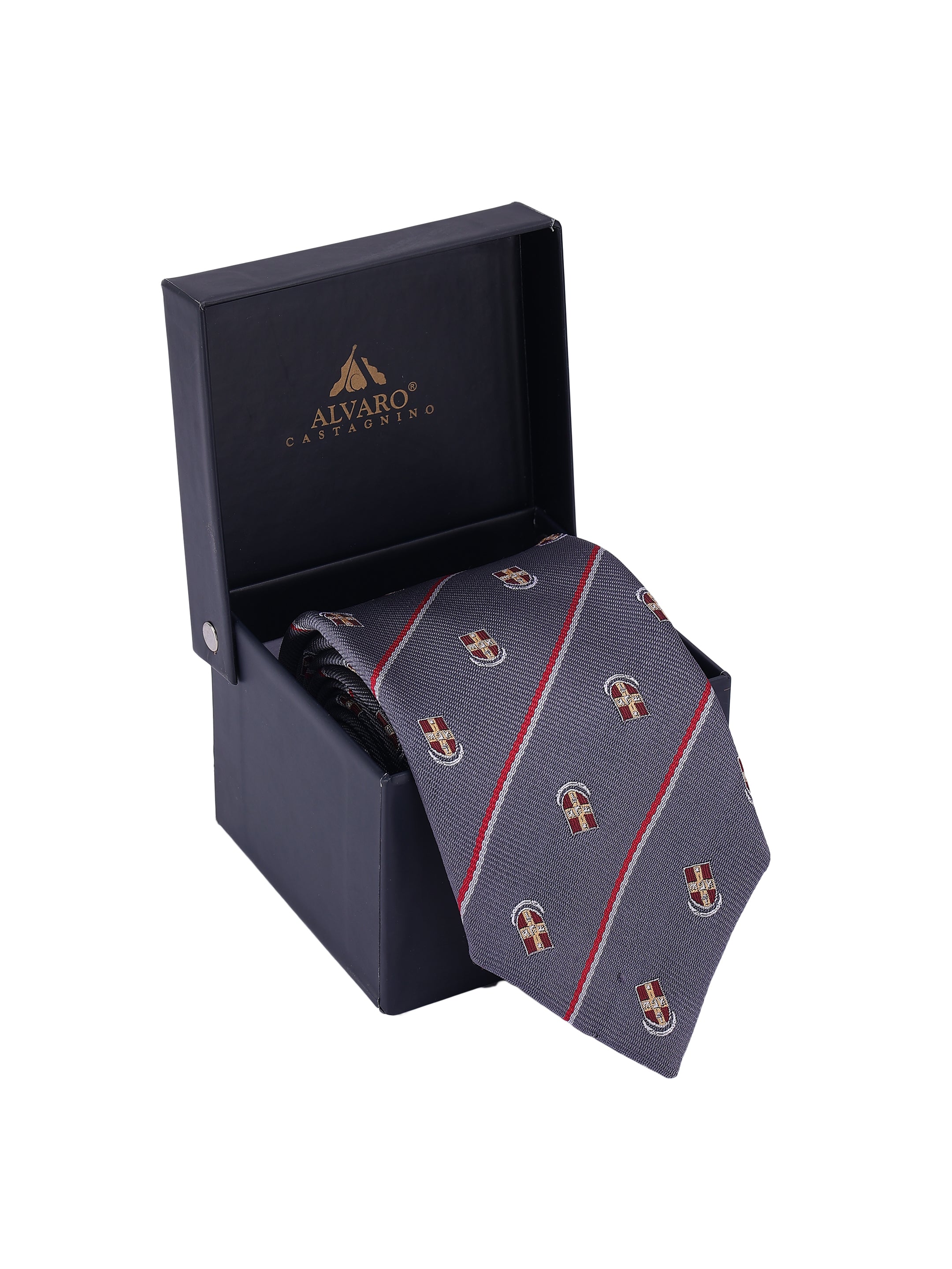 Grey Striped Shield Tie