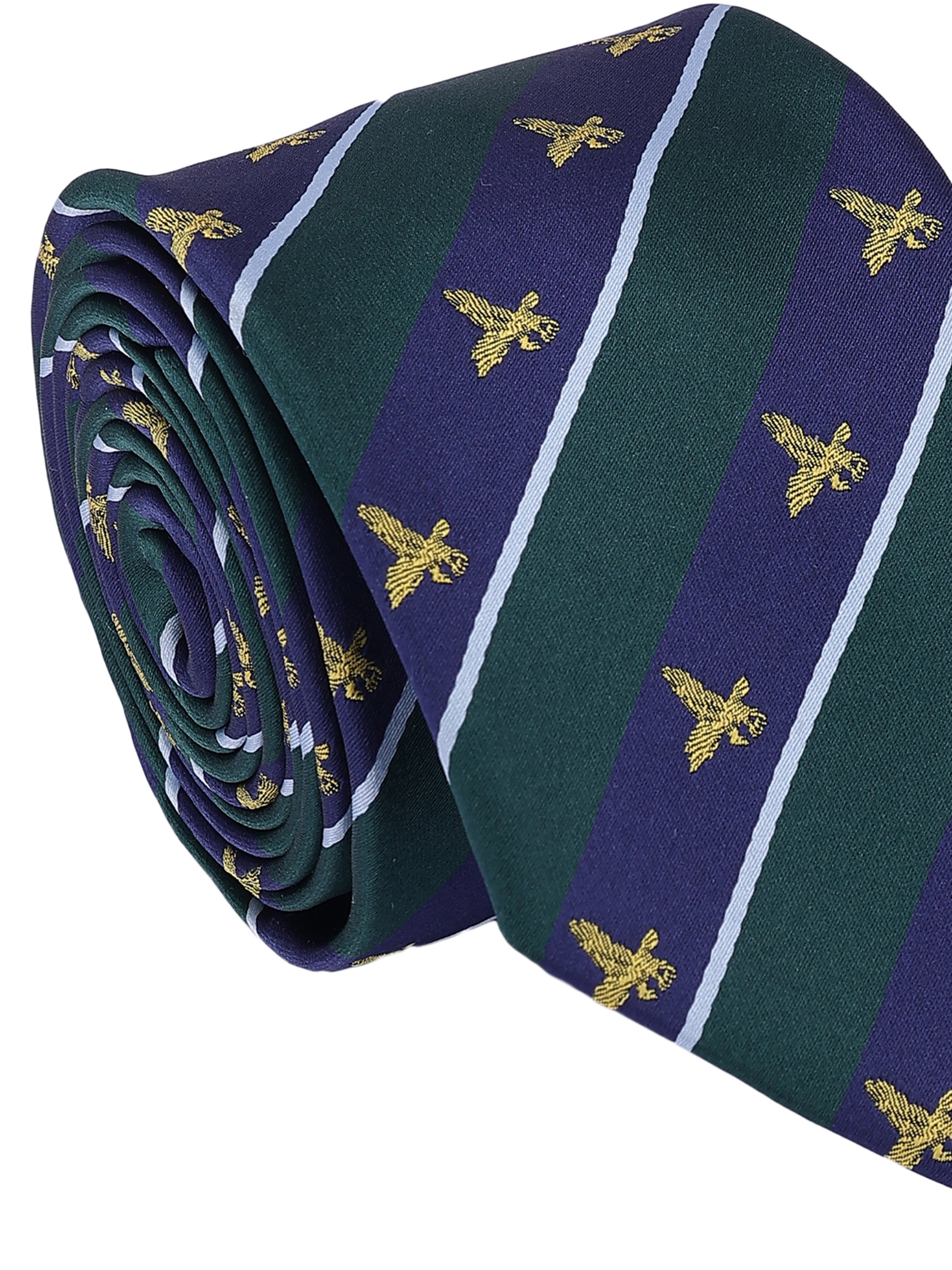Blue & Green Striped Bird Tie