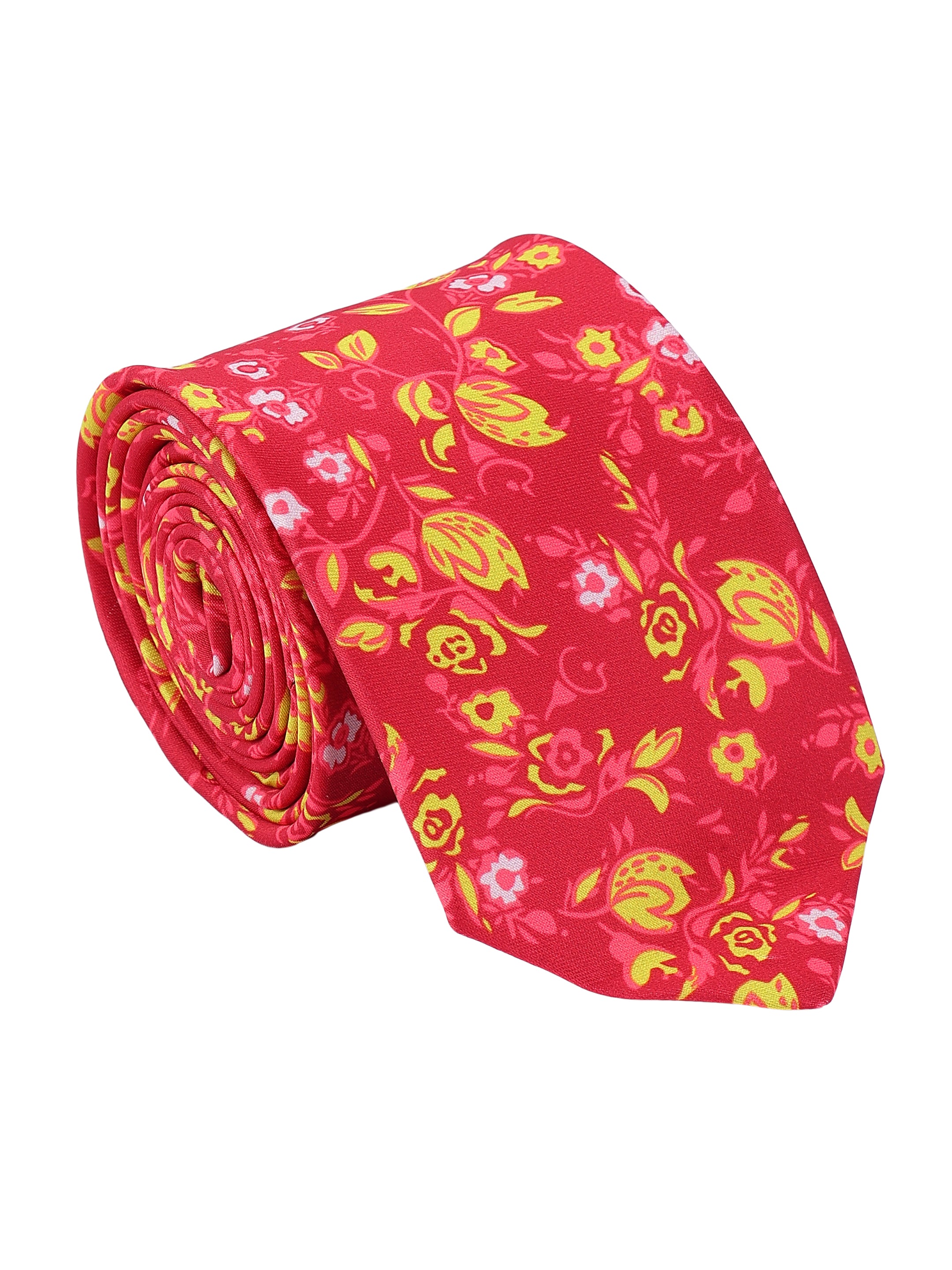 Red Floral Printed Tie for Men