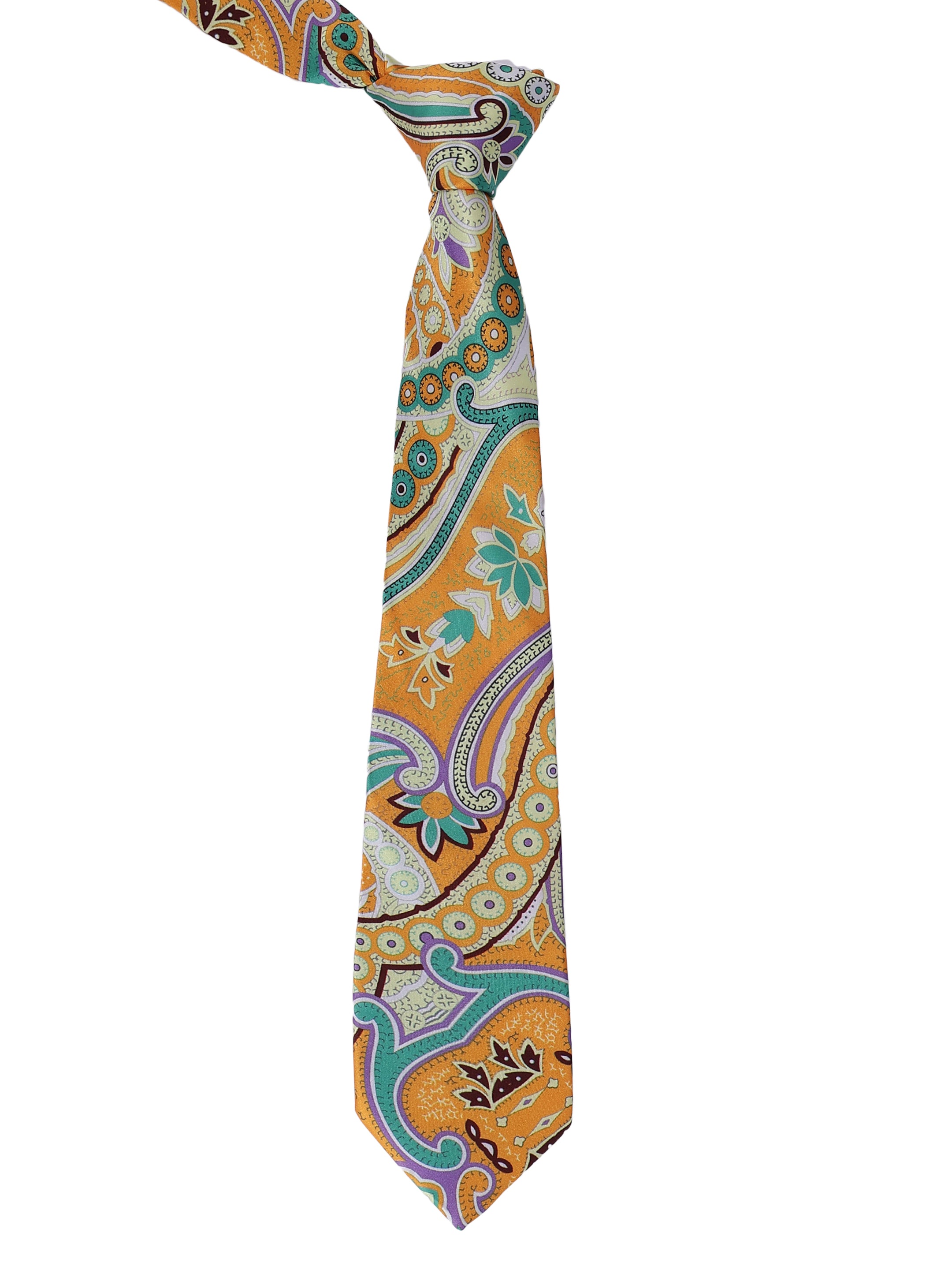 Yellow & Blue Printed Necktie for Men