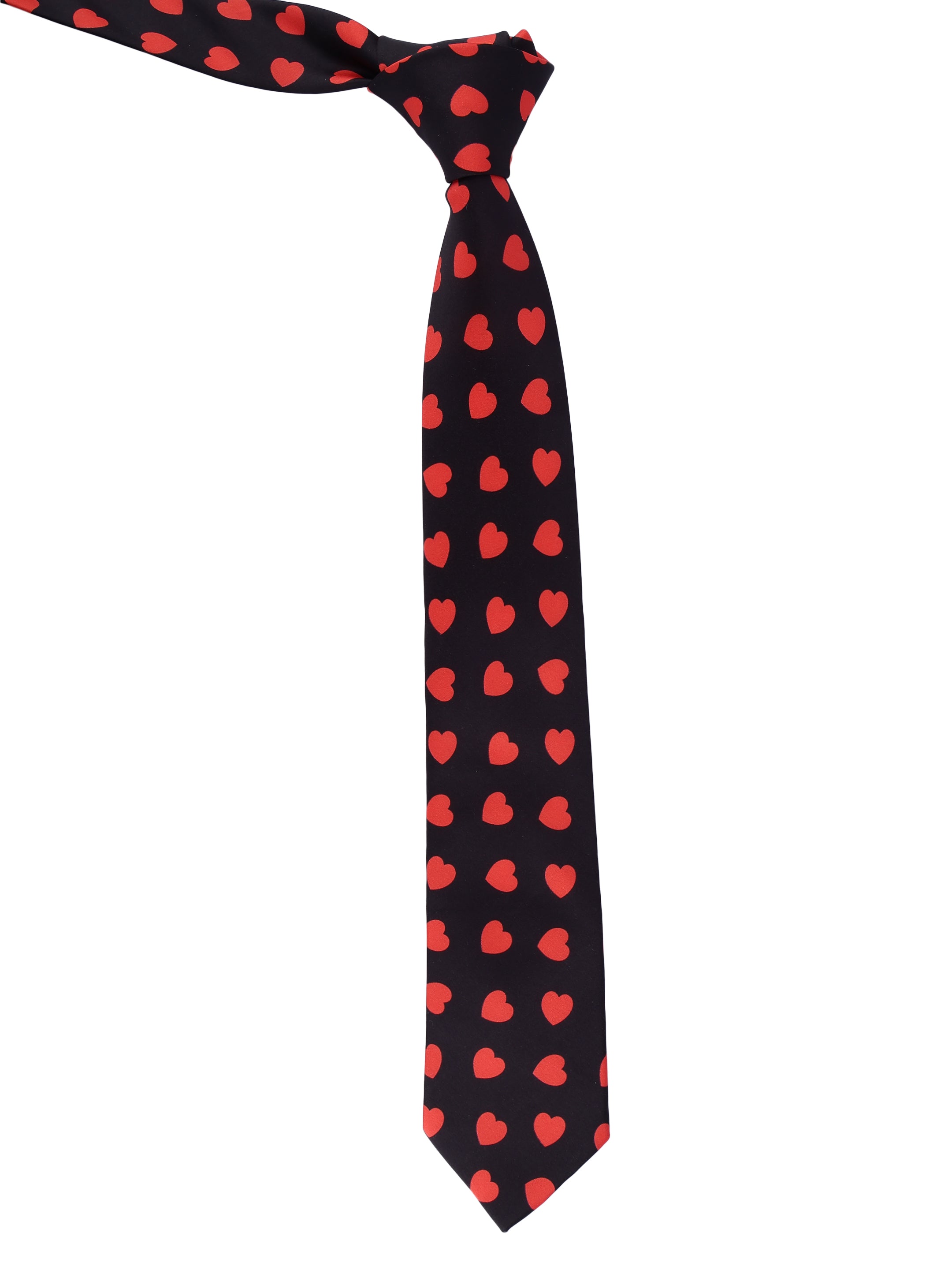 Black & Red Heart Print Valentine Necktie