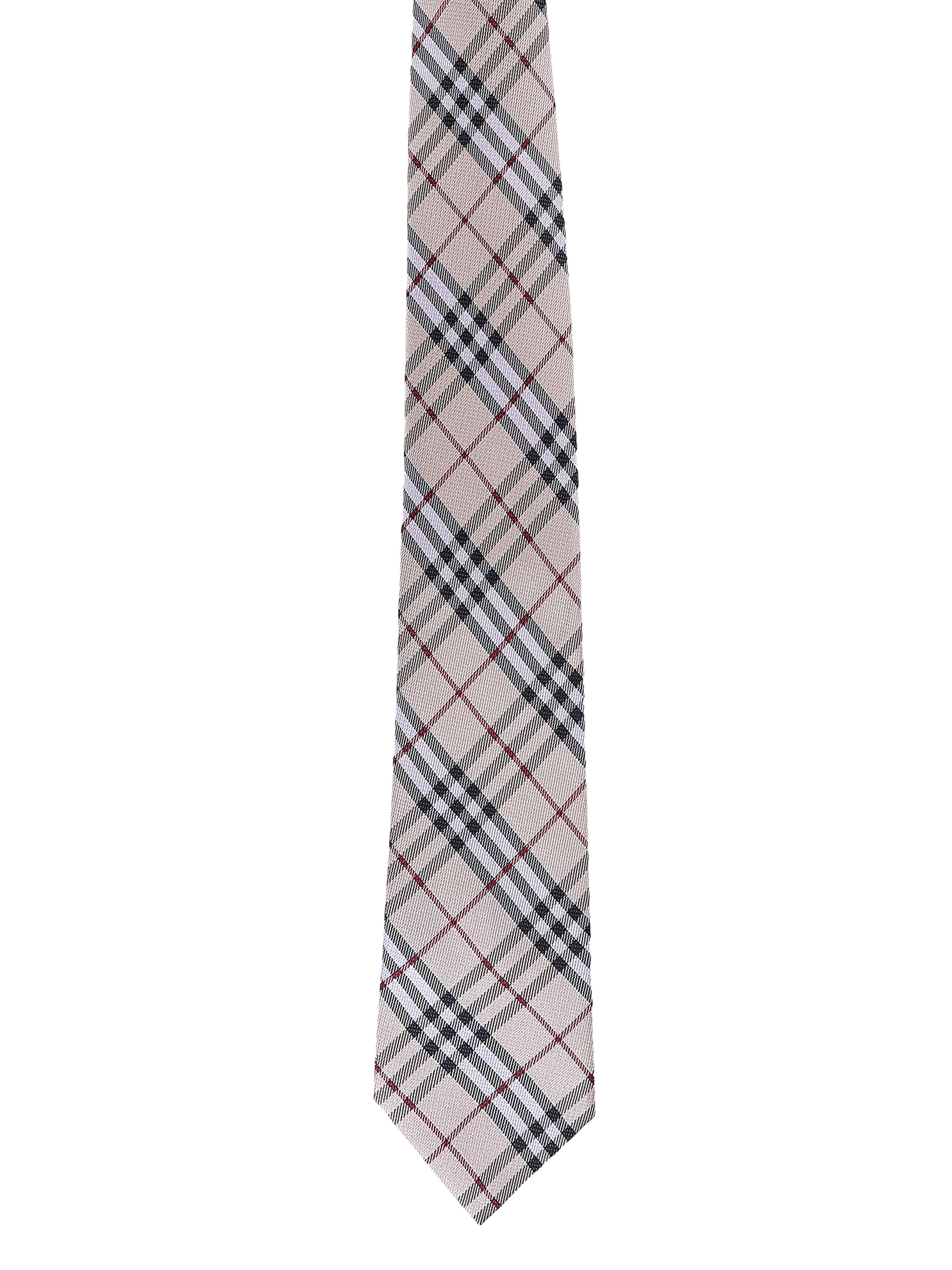 Cream & Navy Plaid Necktie