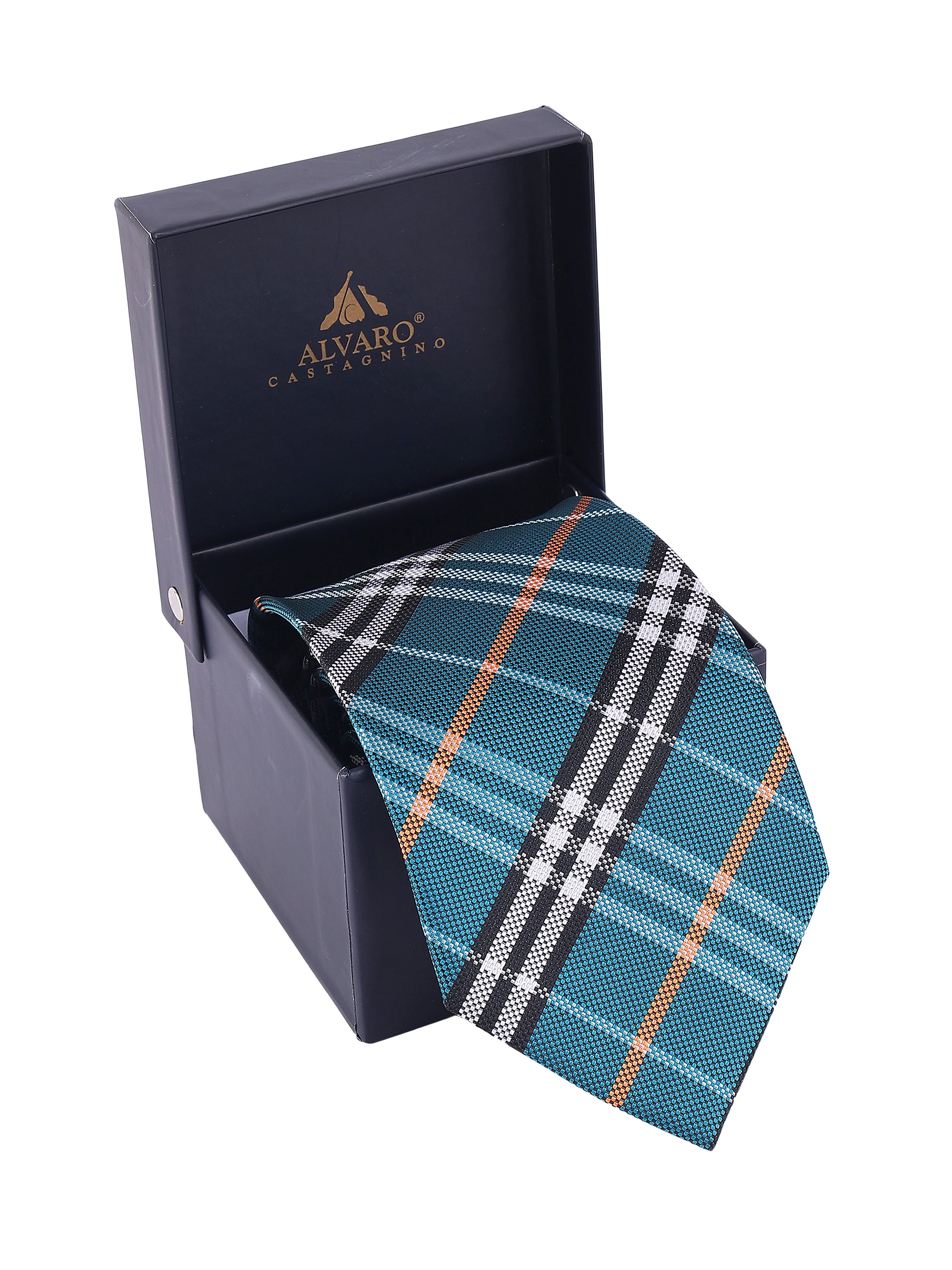 Teal & Amber Check Necktie