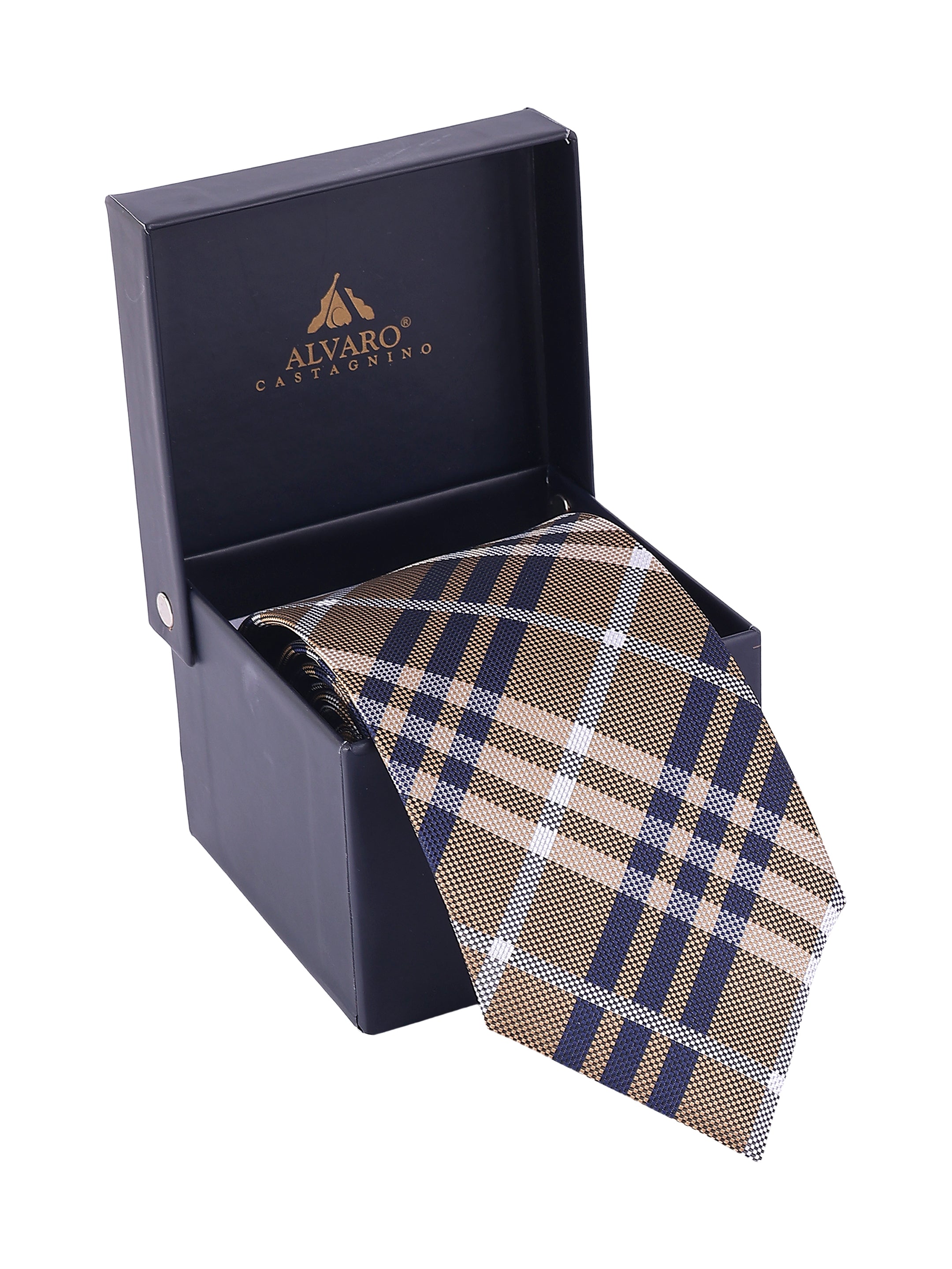 Brown & Navy Check Necktie