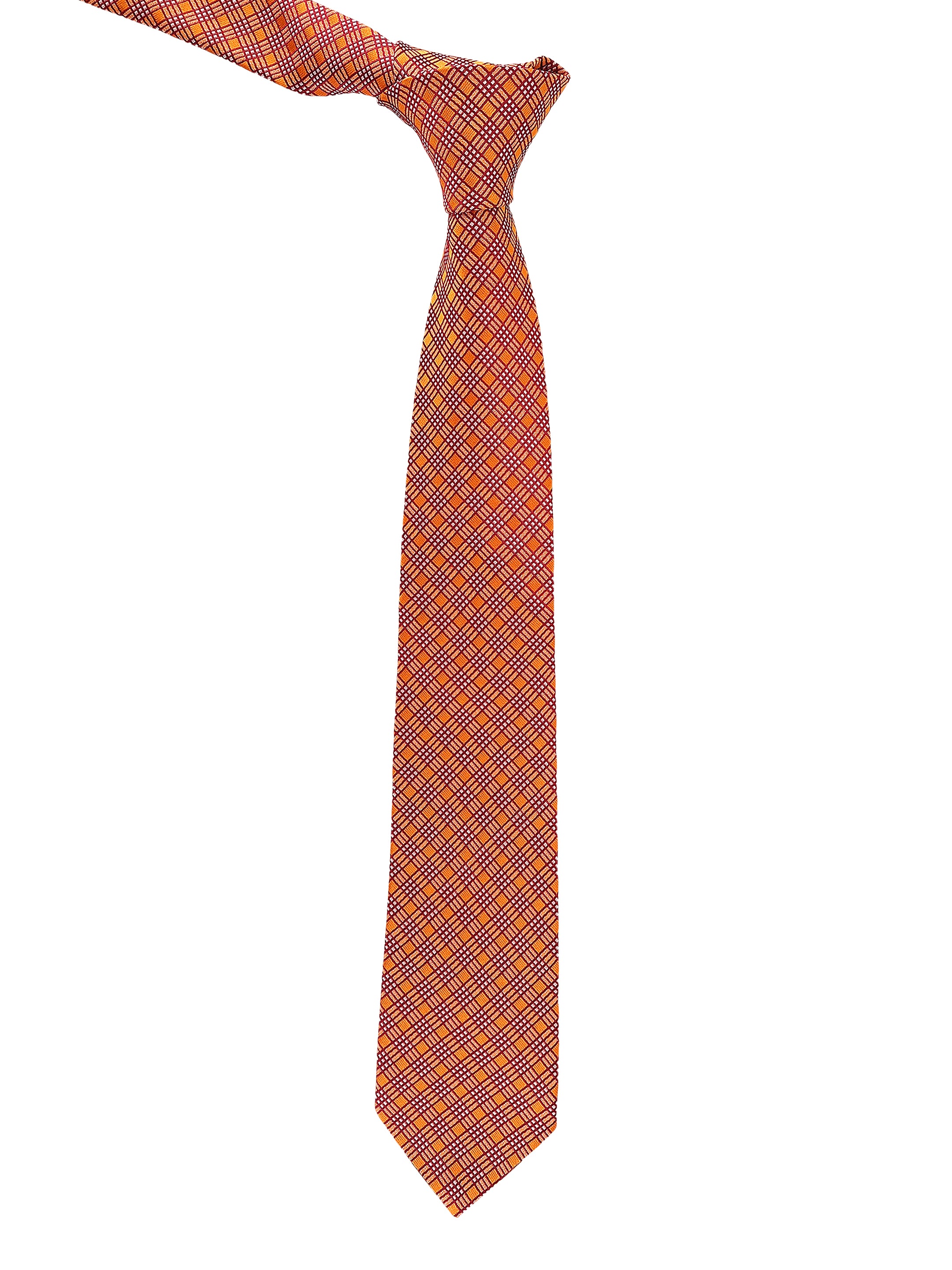 Orange & Crimson Check Necktie