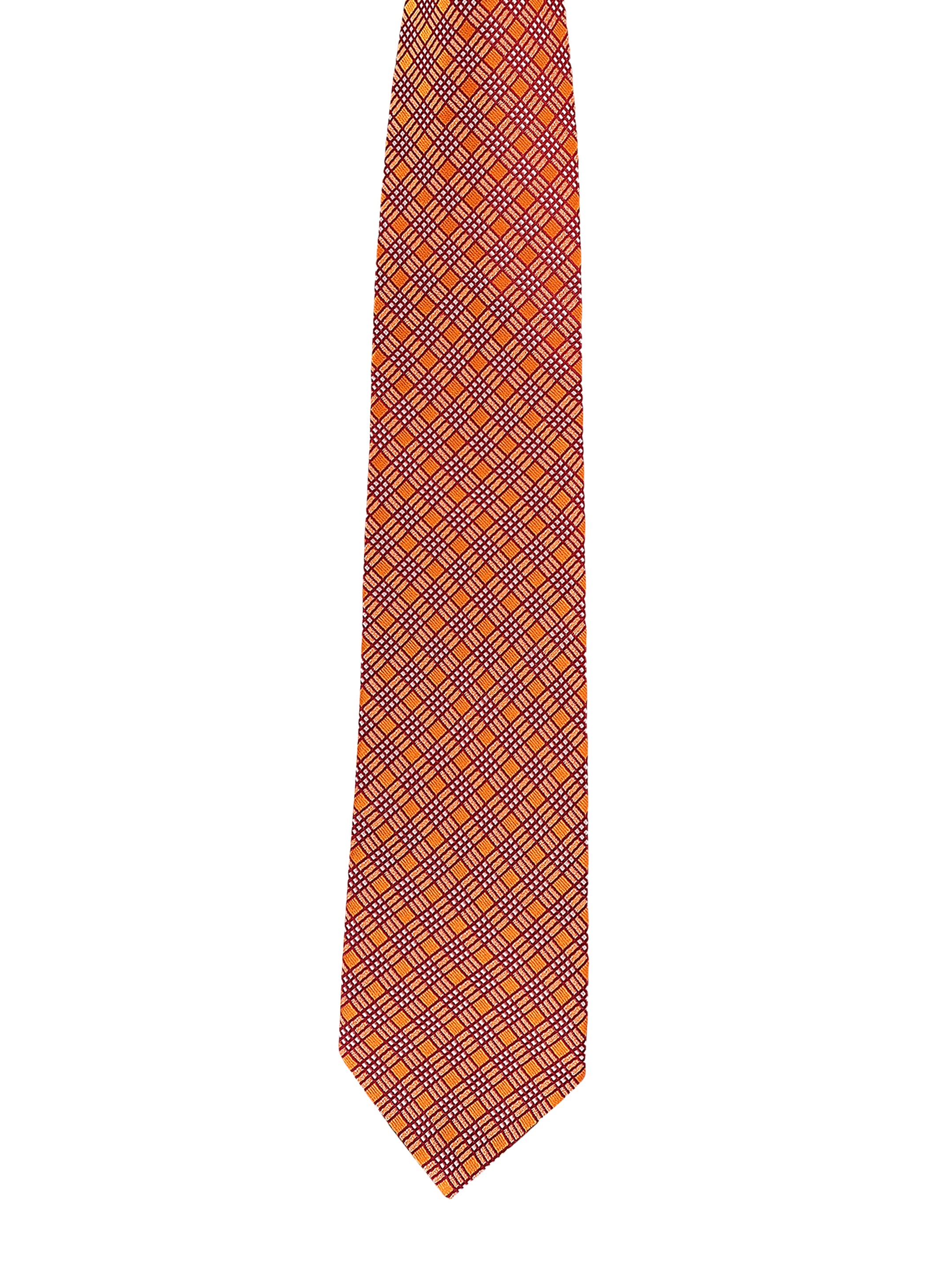 Orange & Crimson Check Necktie