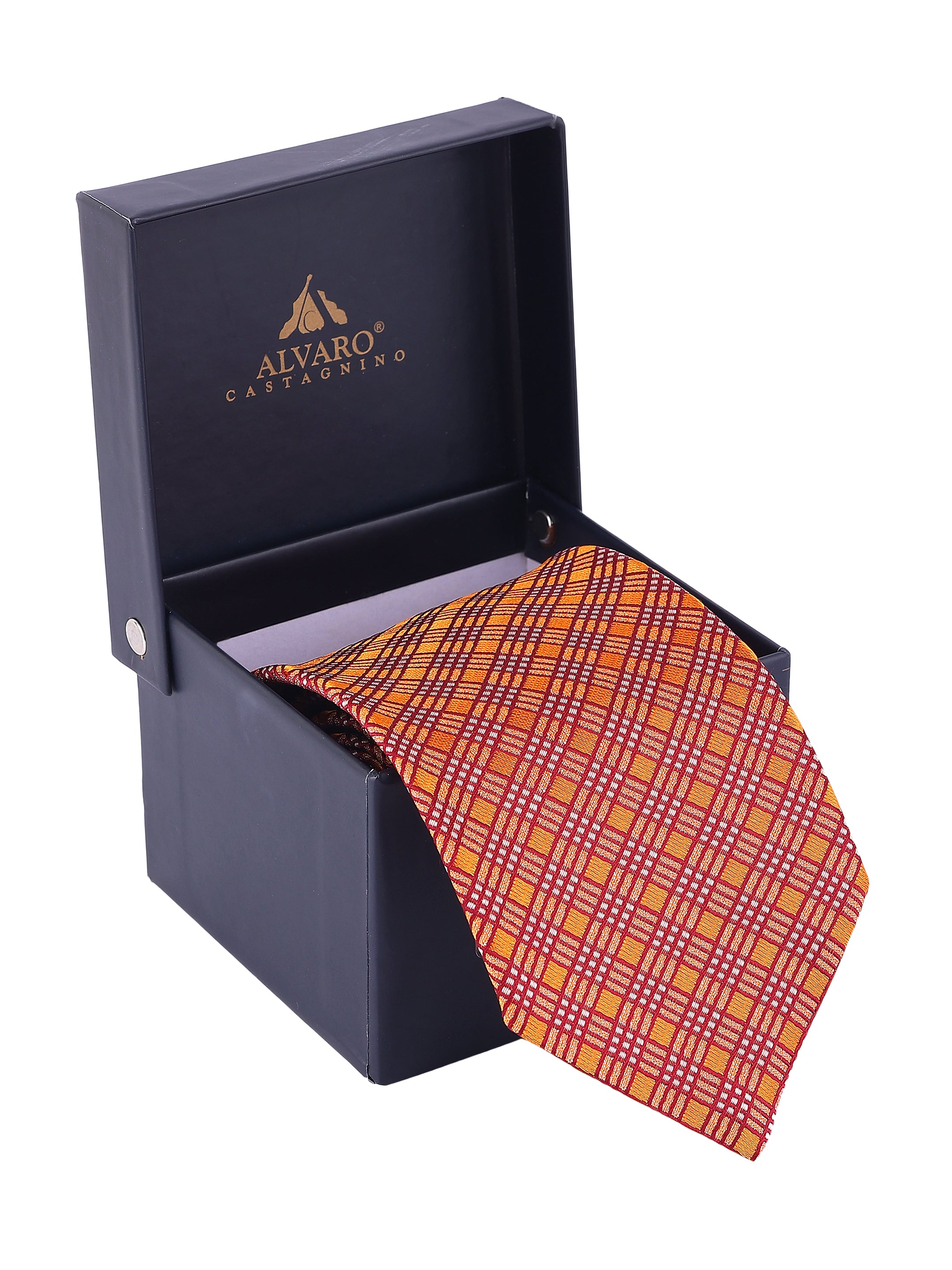 Orange & Crimson Check Necktie