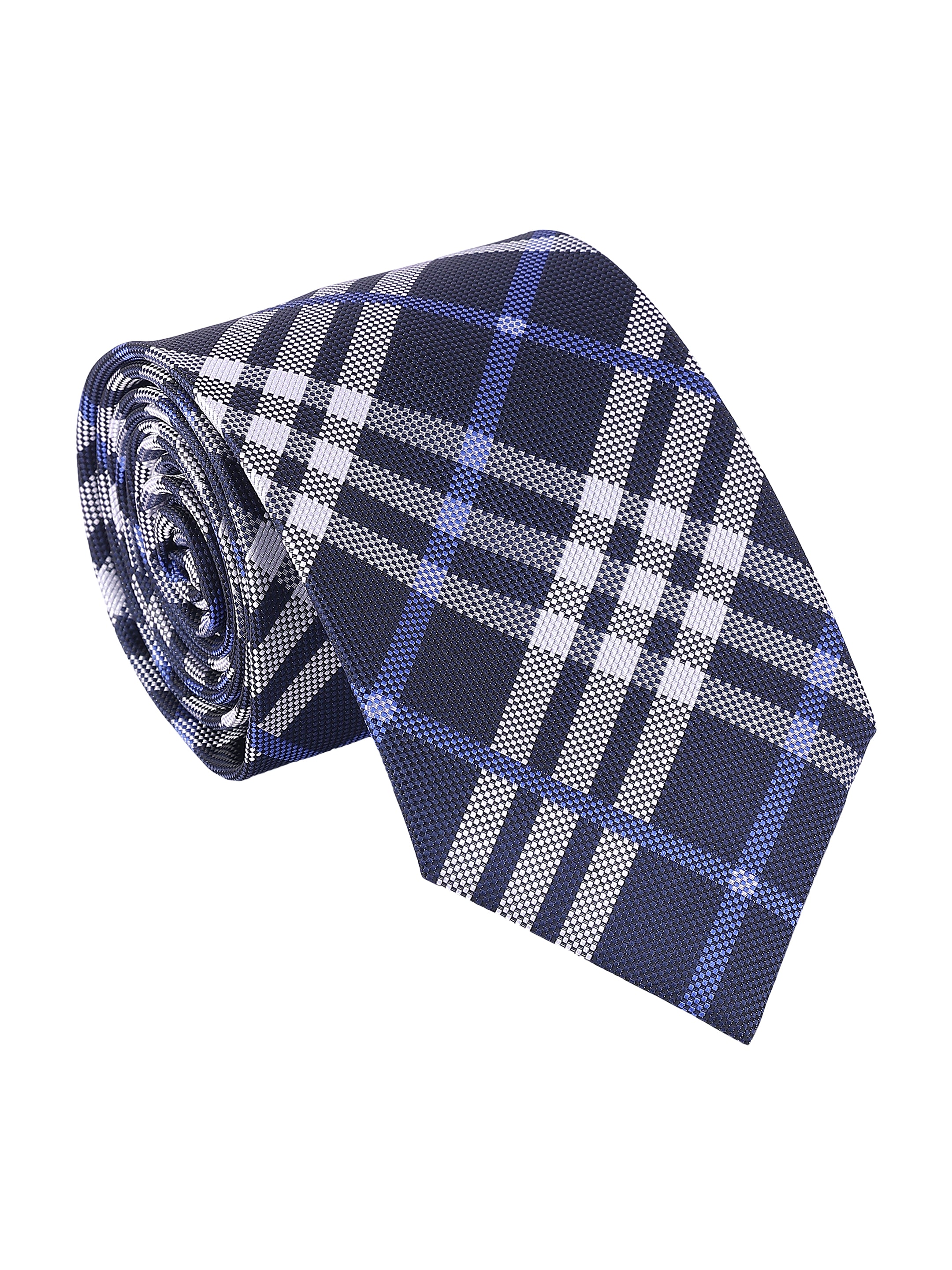 Navy & Silver Check Necktie