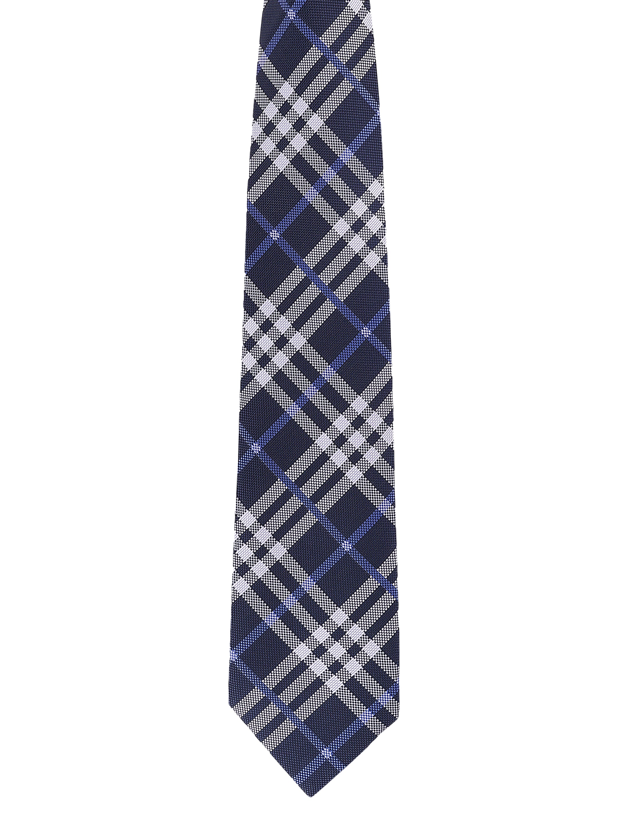 Navy & Silver Check Necktie