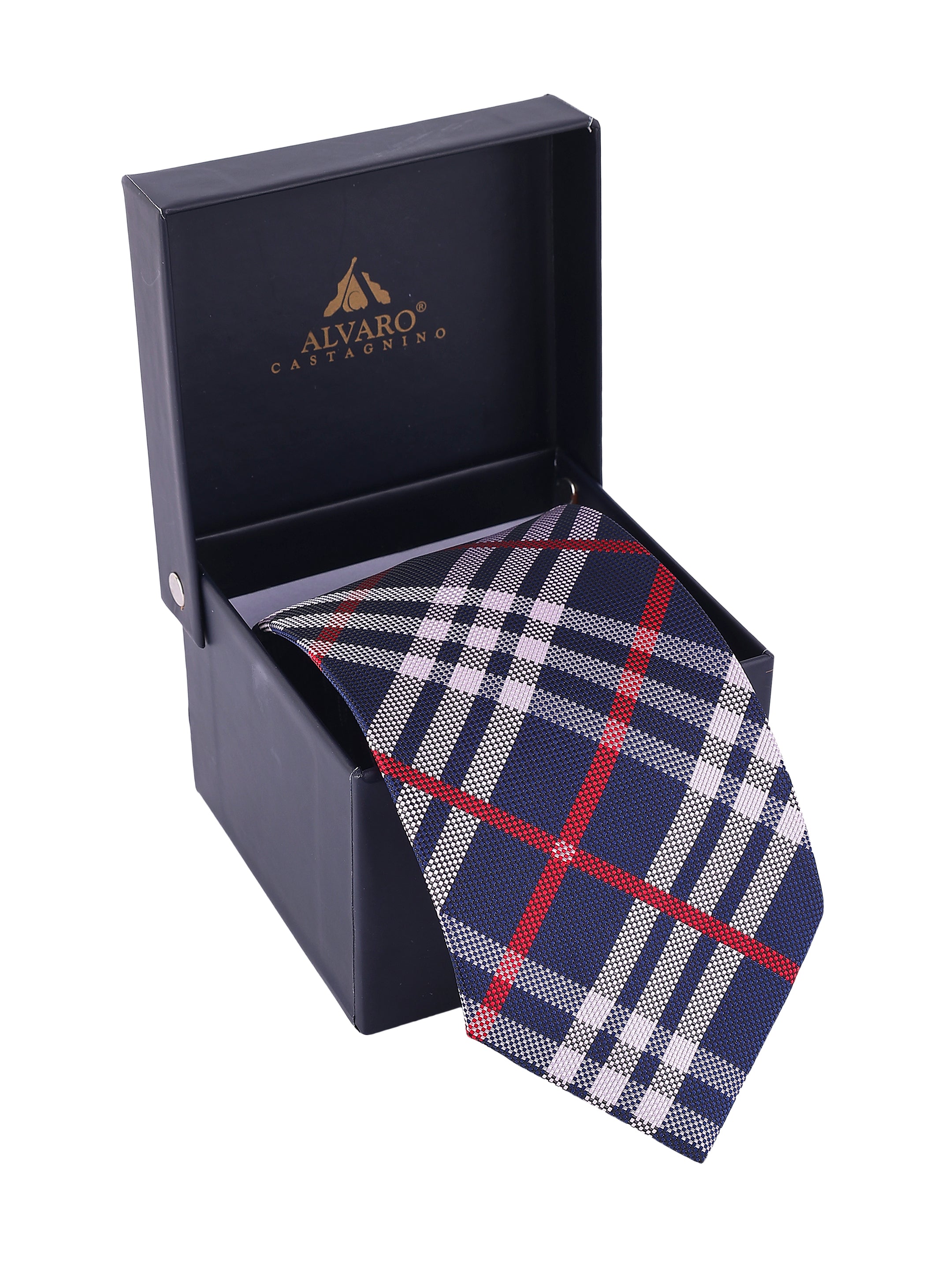 Navy & Red Plaid Necktie