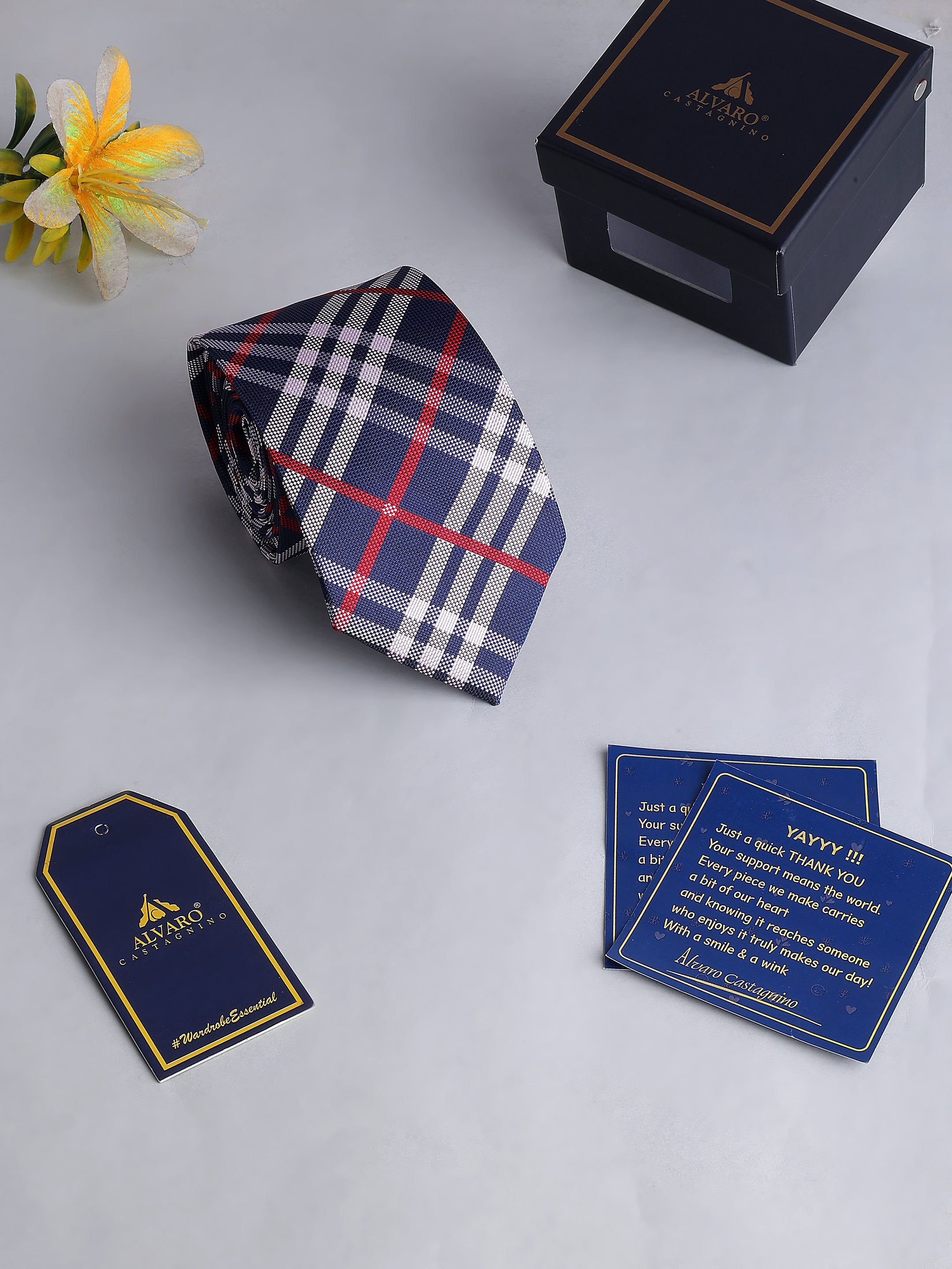 Navy & Red Plaid Necktie