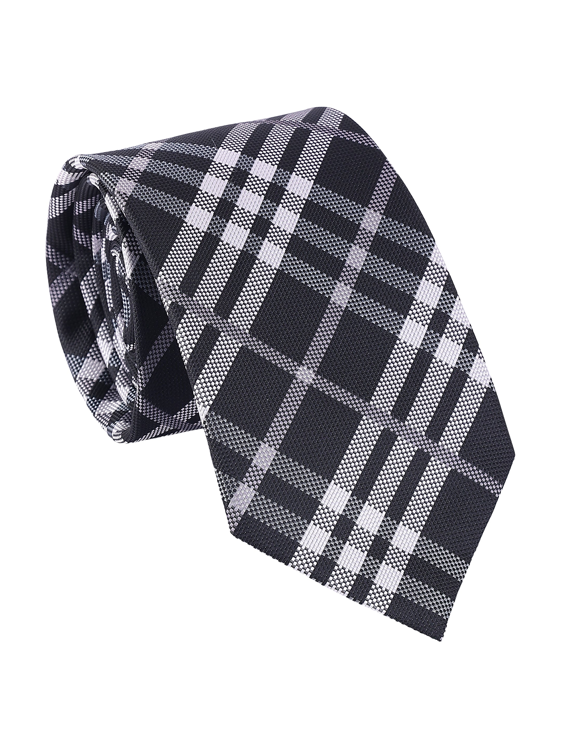 Black & Silver Check Necktie