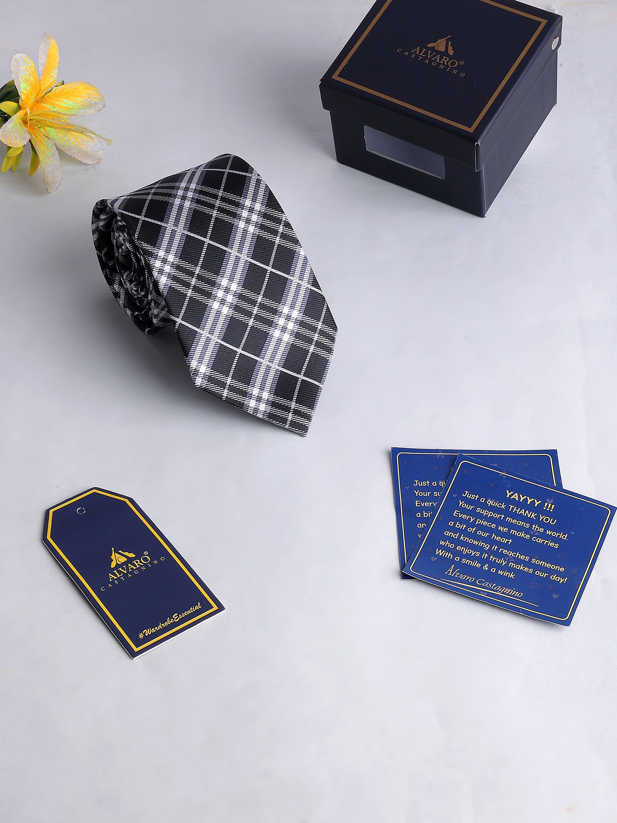 Black & White Plaid Necktie