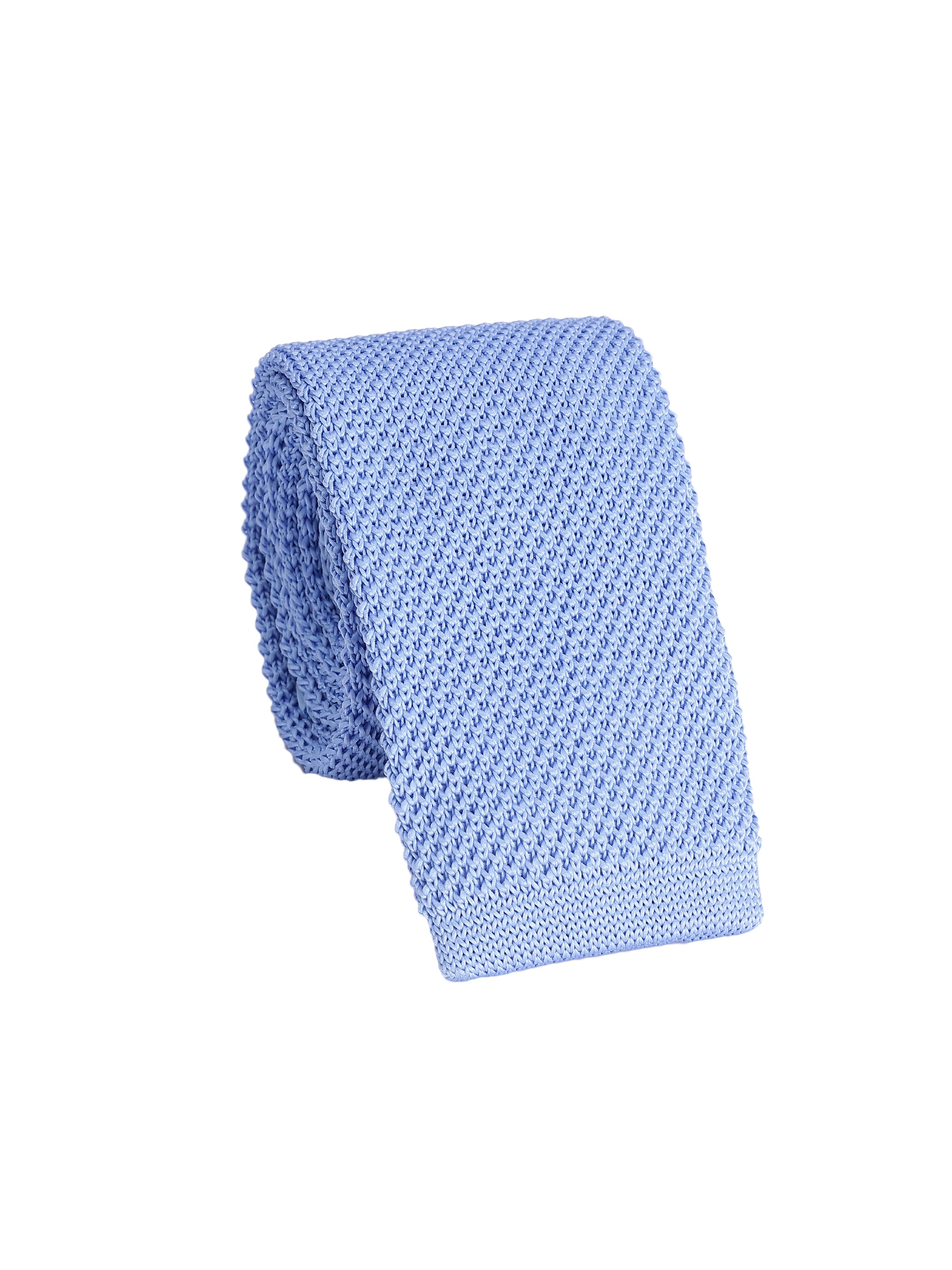 Light Blue Knitted Solid Necktie