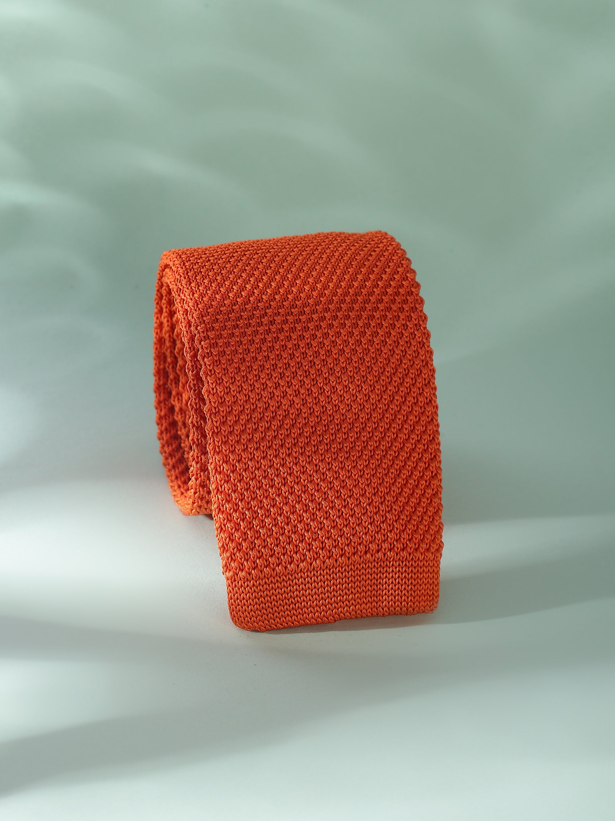 Solid Orange Knitted Necktie