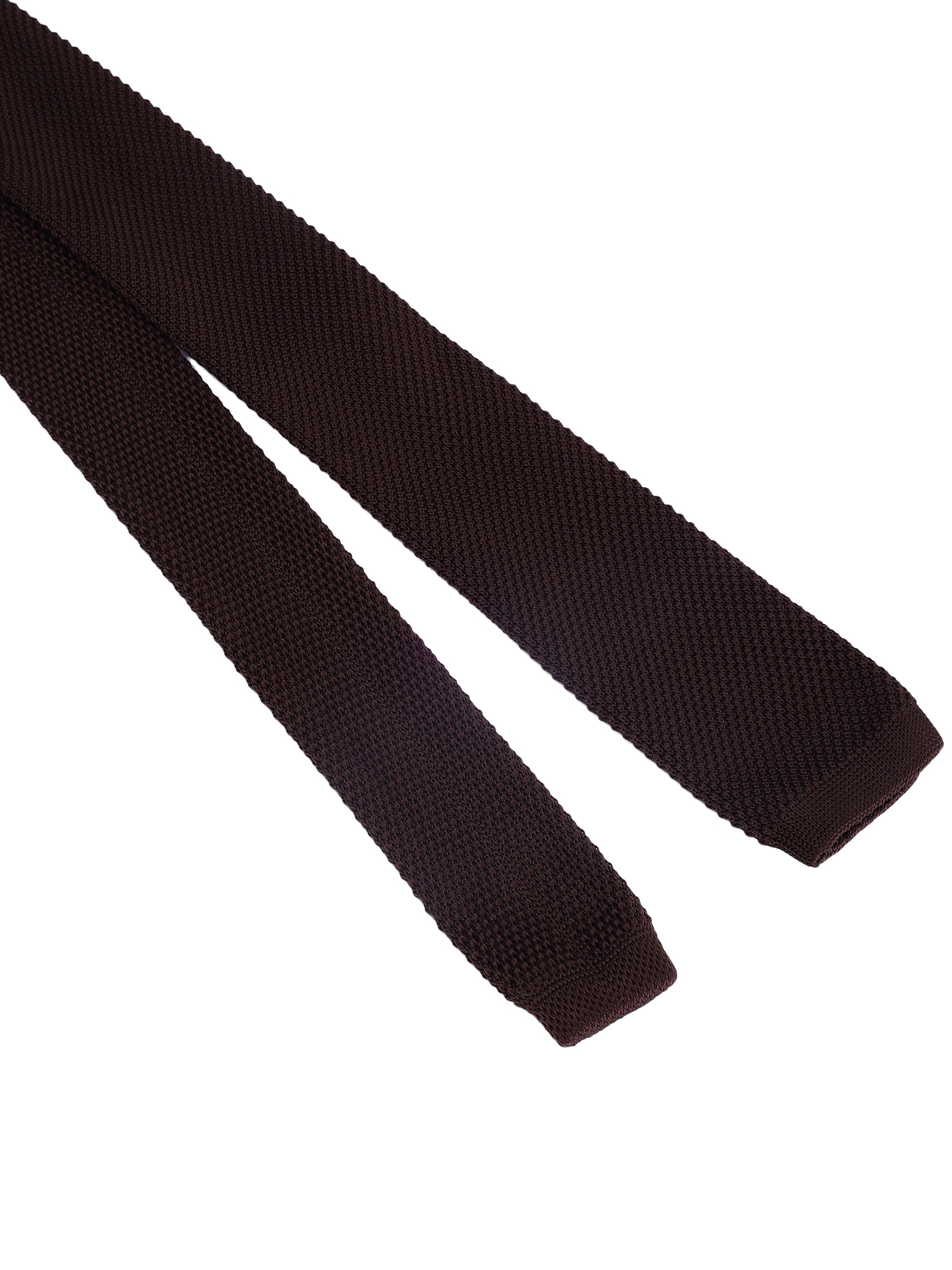 Solid Dark Brown Knitted Necktie