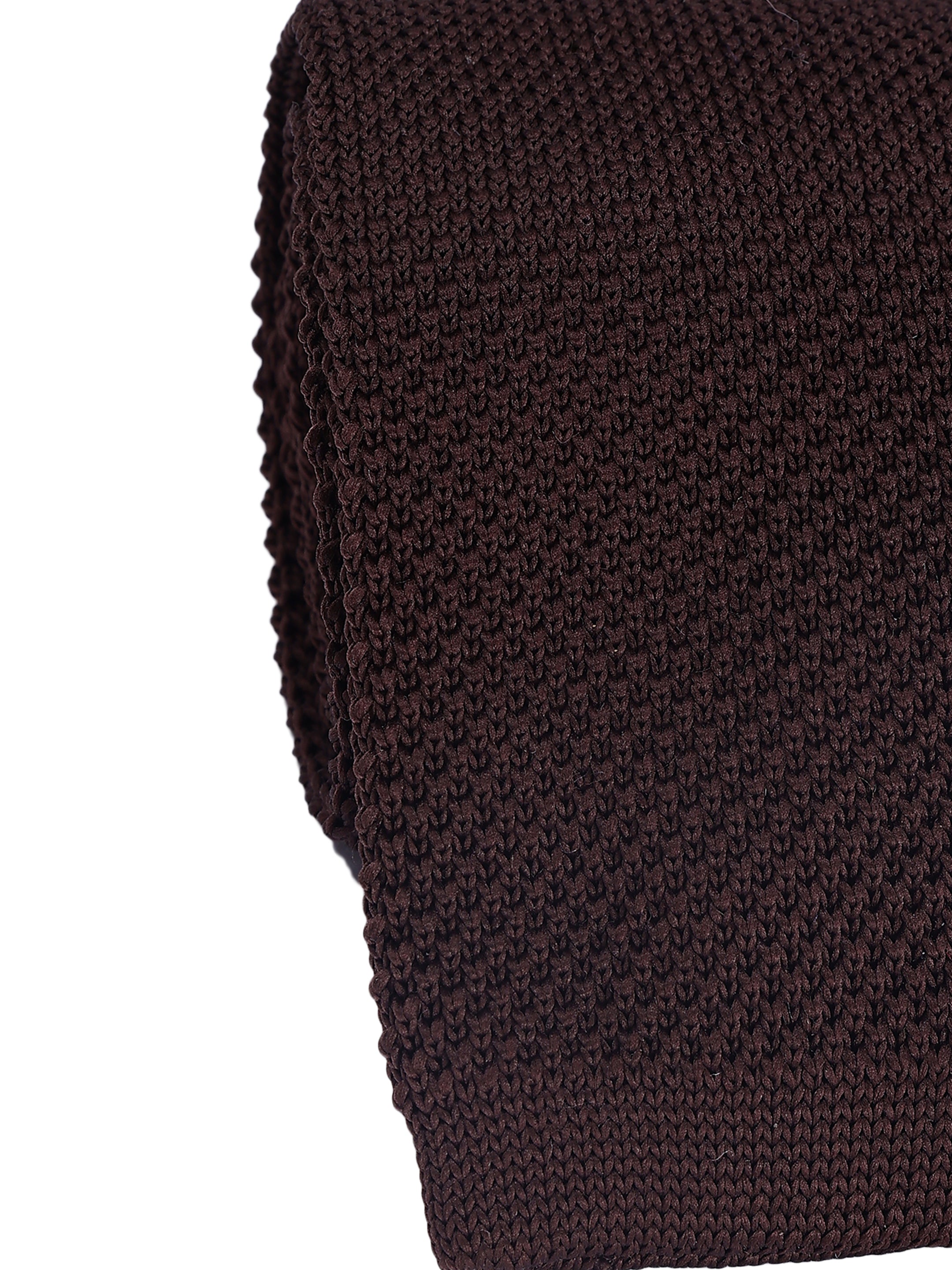 Solid Dark Brown Knitted Necktie