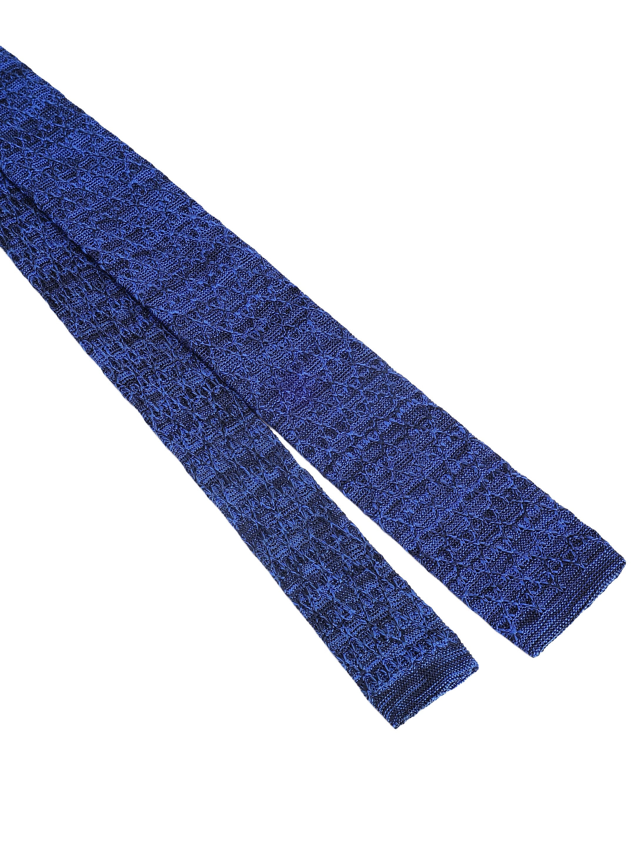 Blue Woven Design Knitted Necktie
