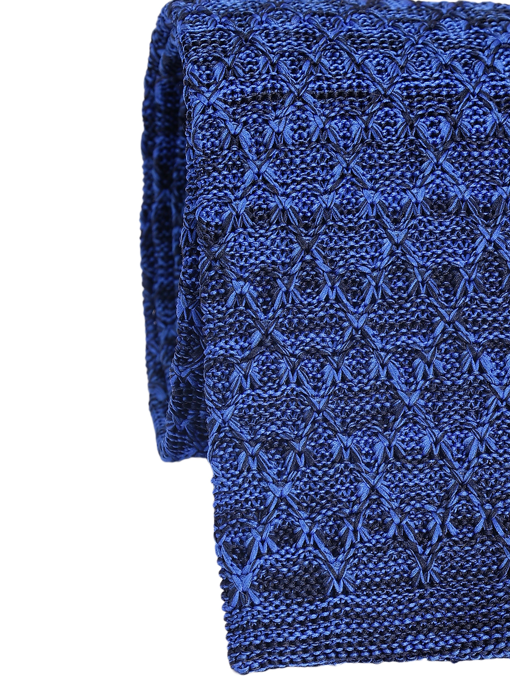Blue Woven Design Knitted Necktie