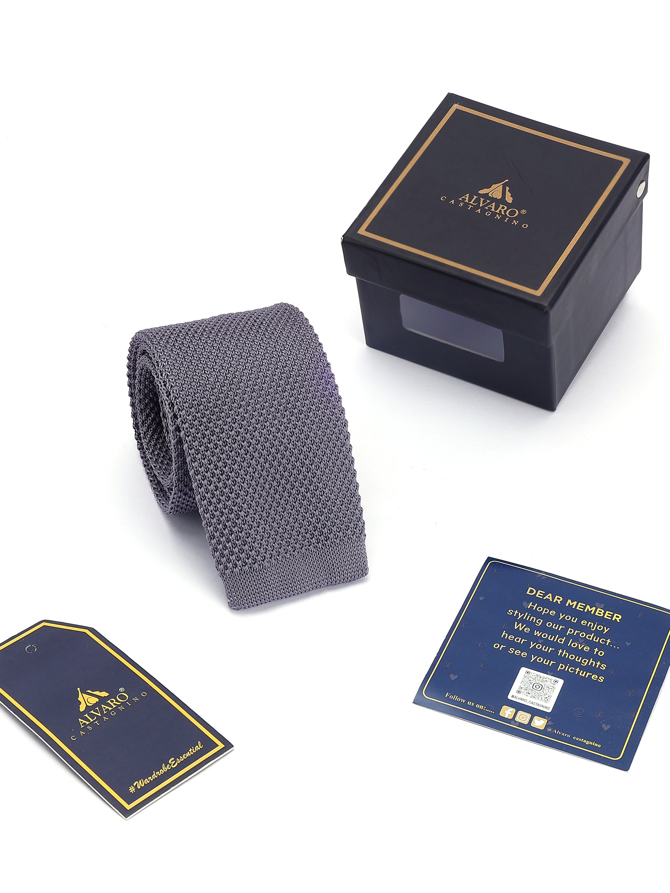 Solid Grey Knitted Necktie