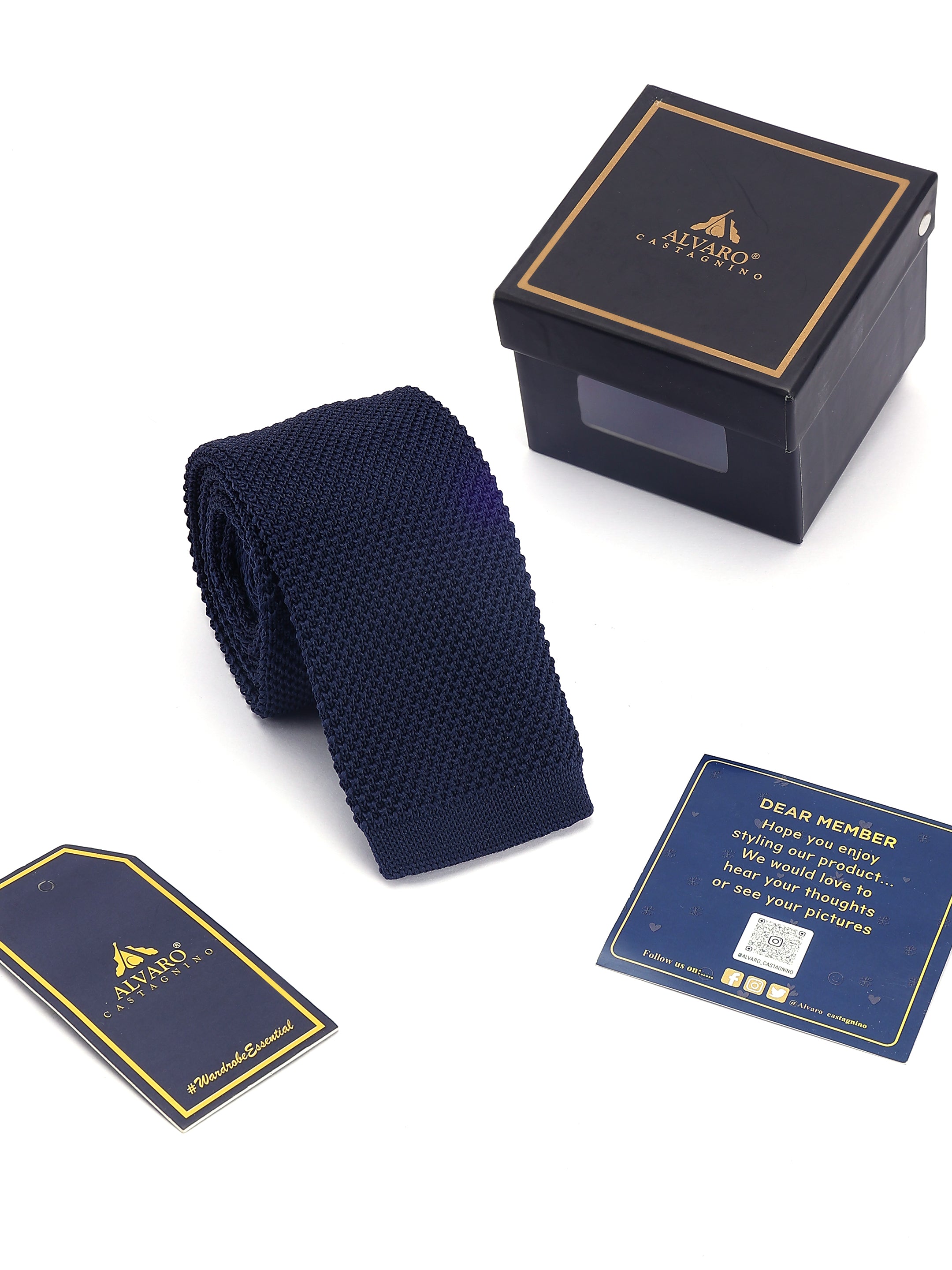 Solid Navy Blue Knitted Necktie