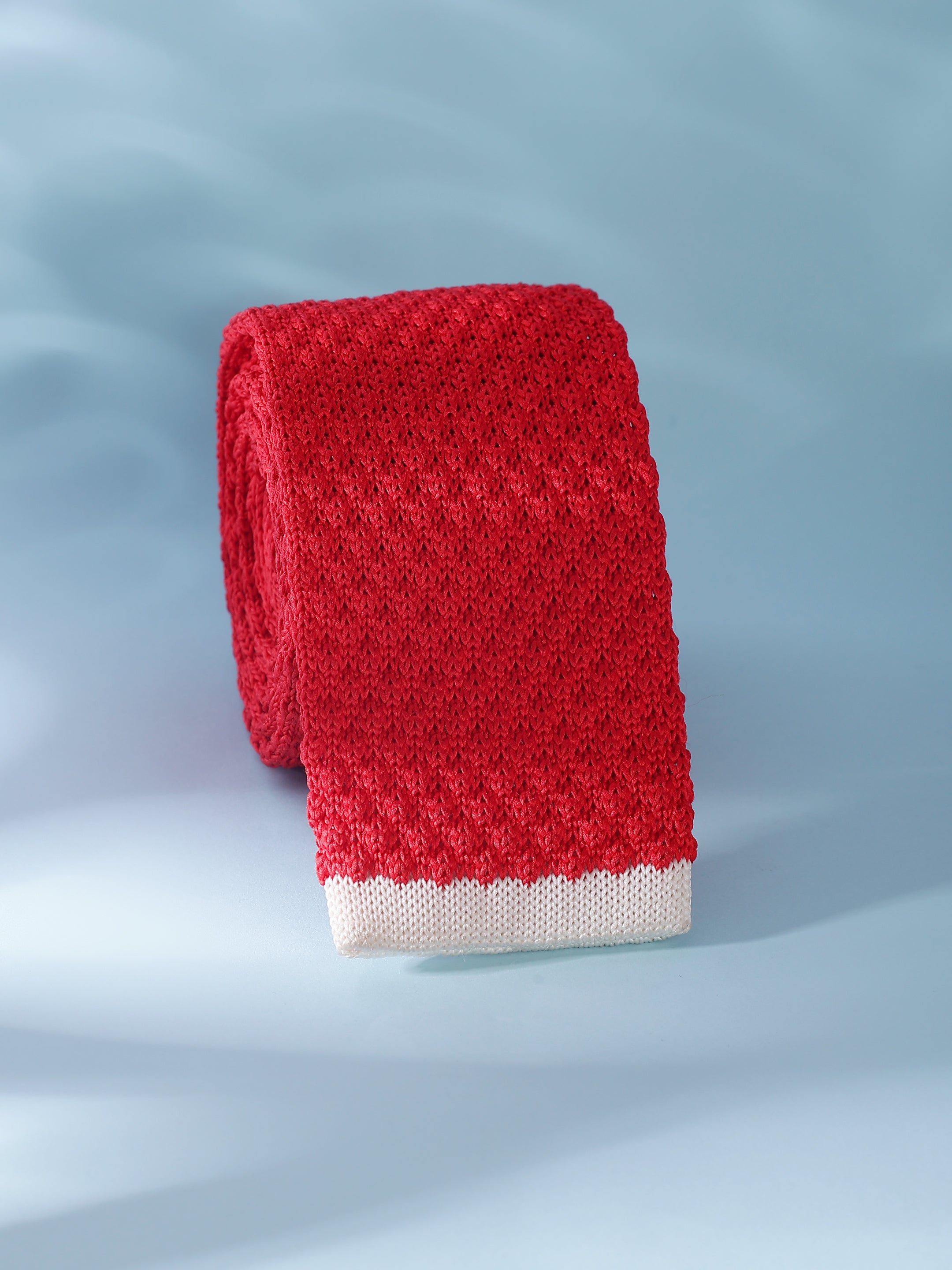 Red Knitted Solid Necktie