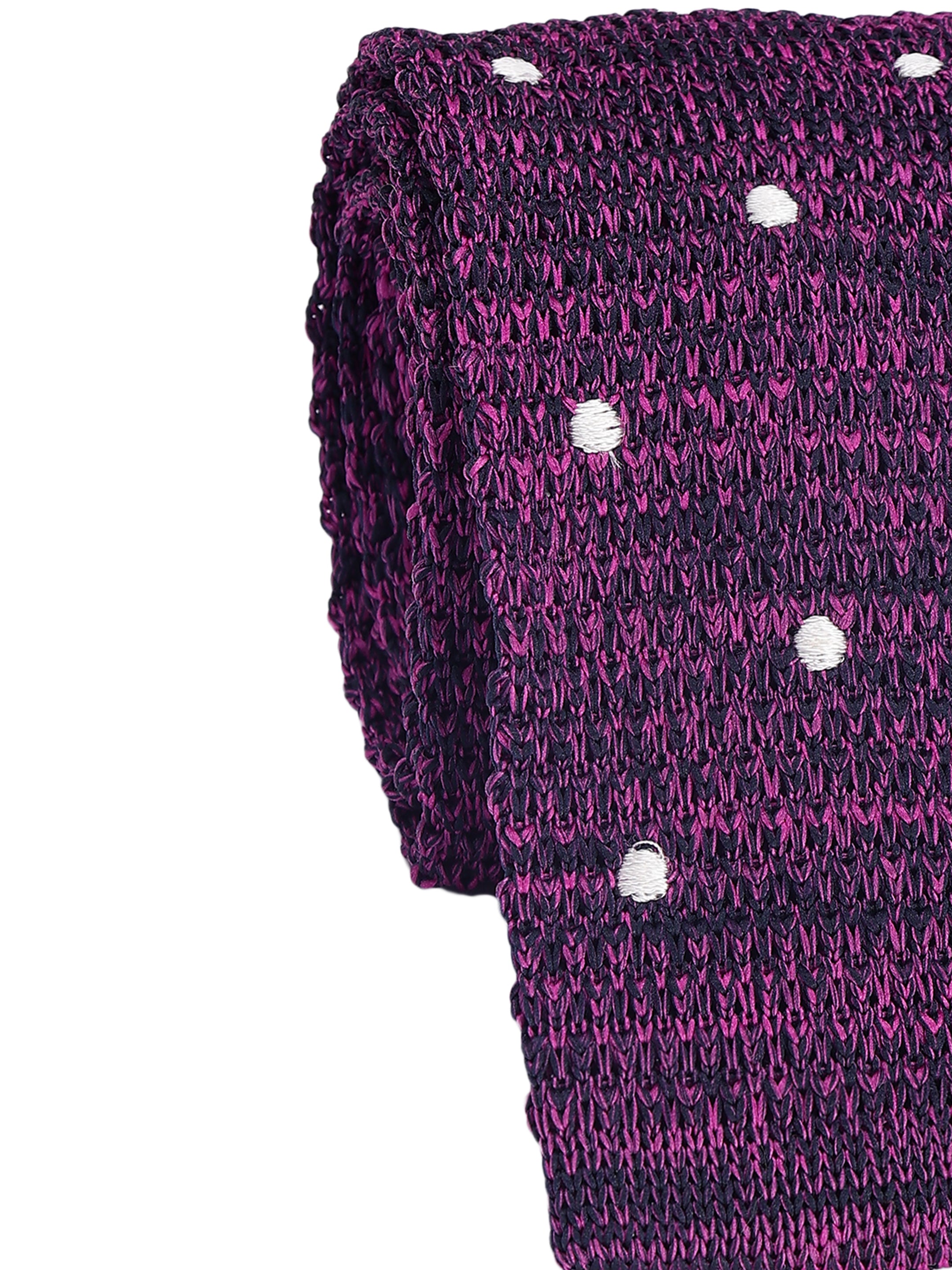 Purple Polka Dot Knitted Necktie