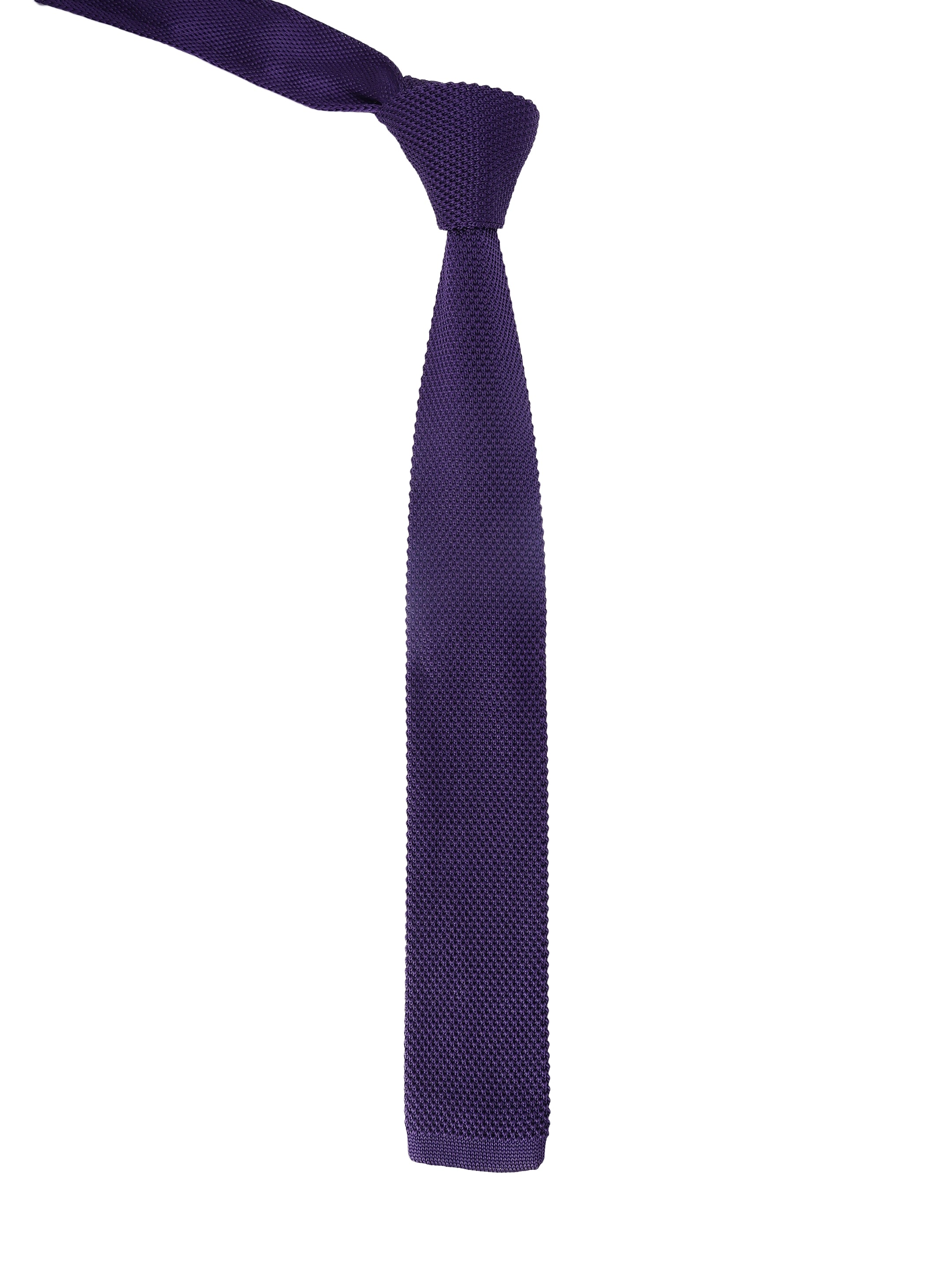 Dark Purple Knitted Solid Necktie