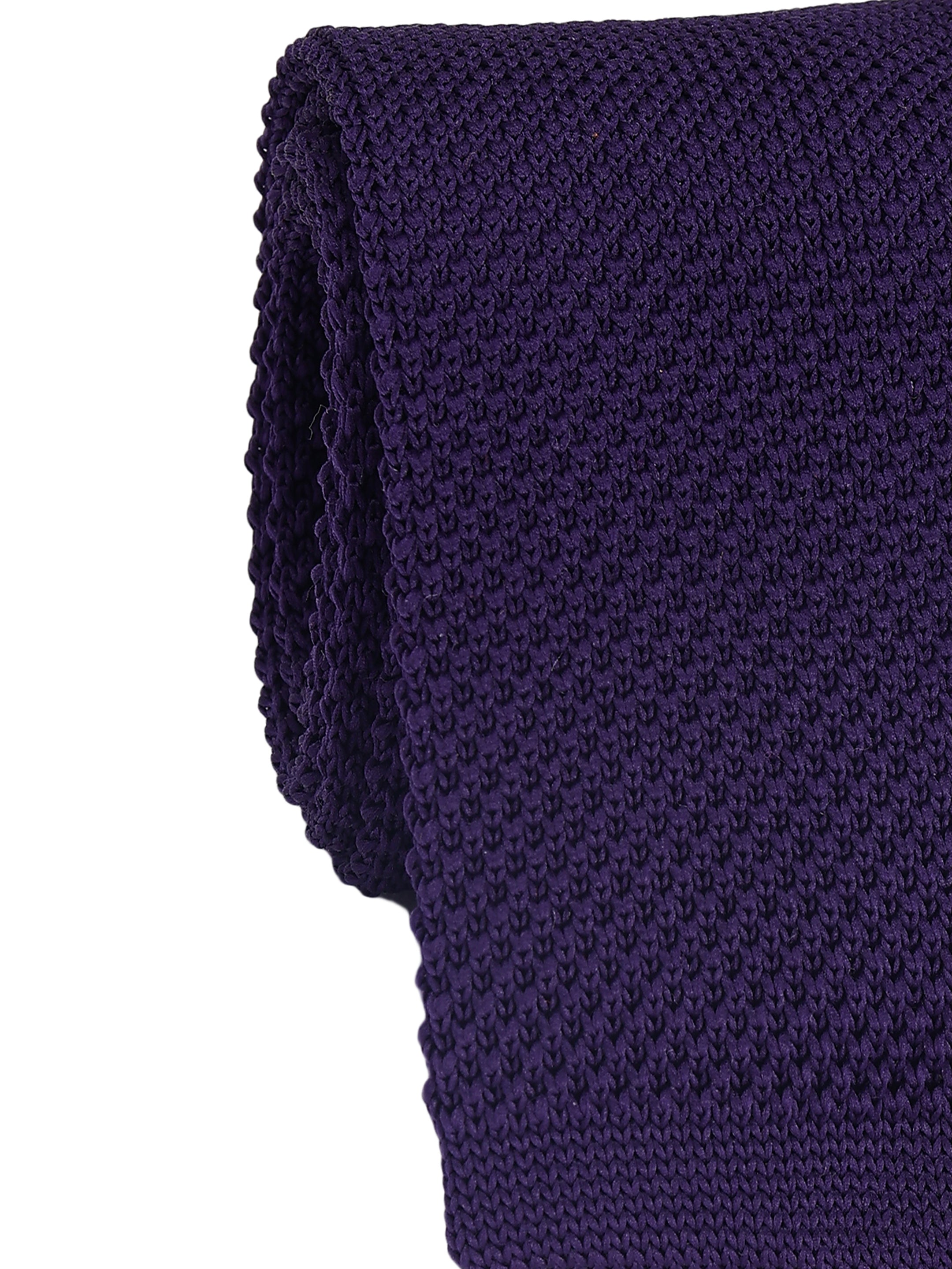 Dark Purple Knitted Solid Necktie