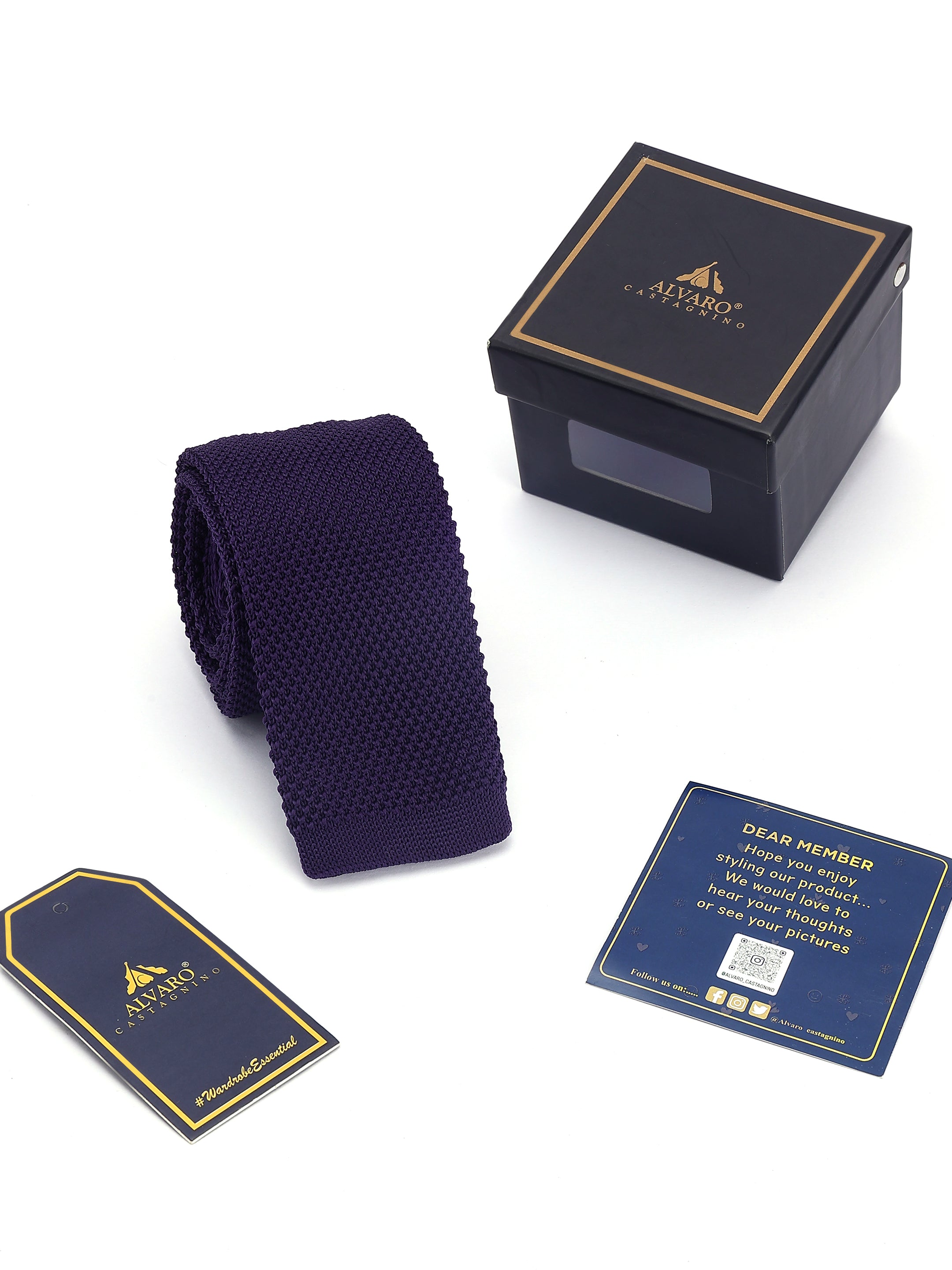 Dark Purple Knitted Solid Necktie