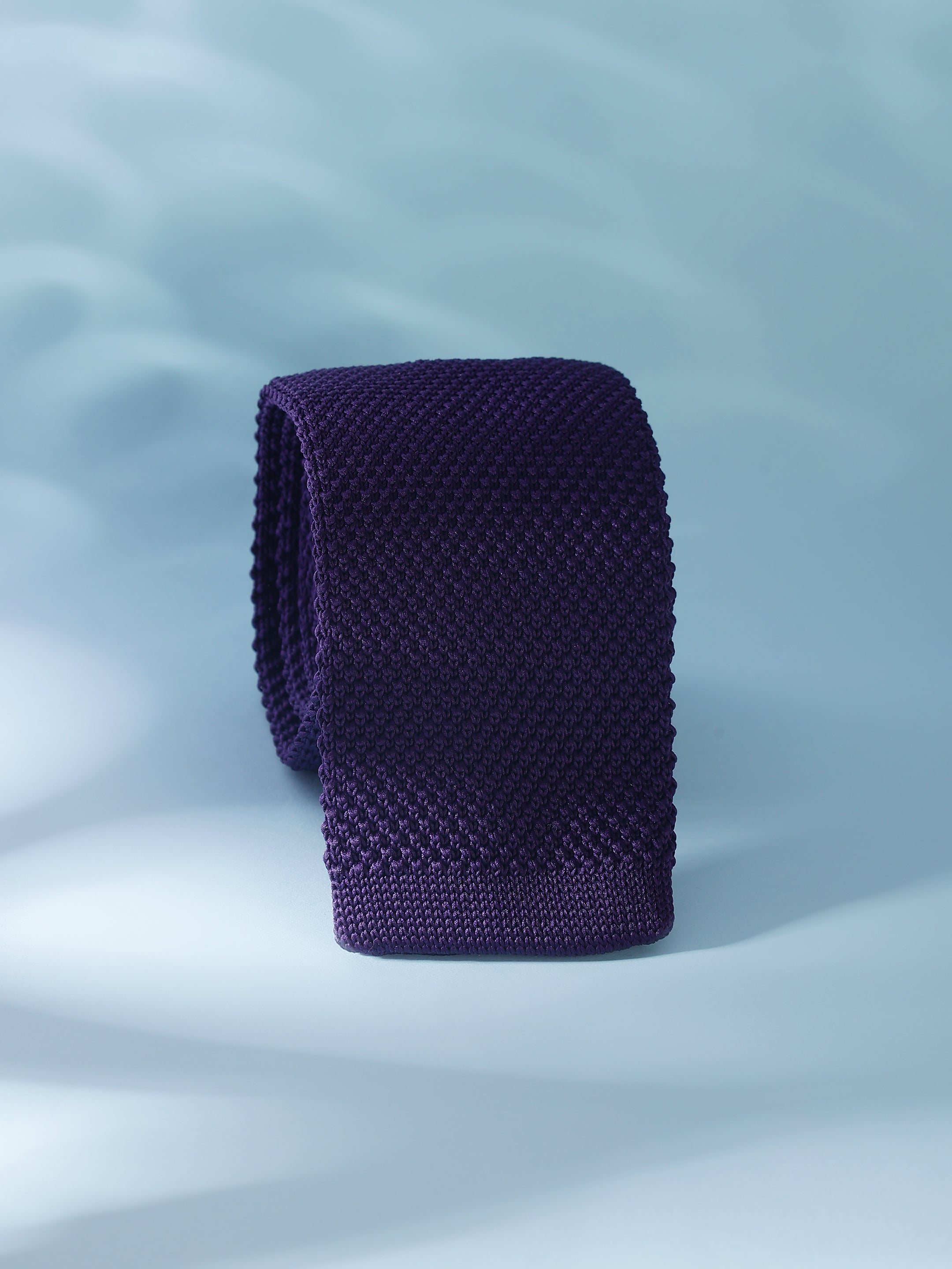 Dark Purple Knitted Solid Necktie