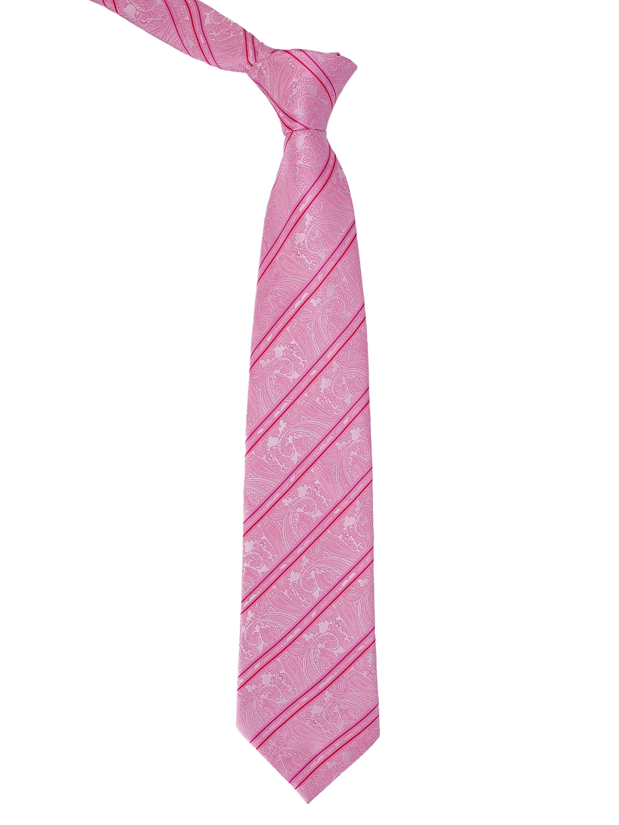 Pink Paisley Striped Necktie