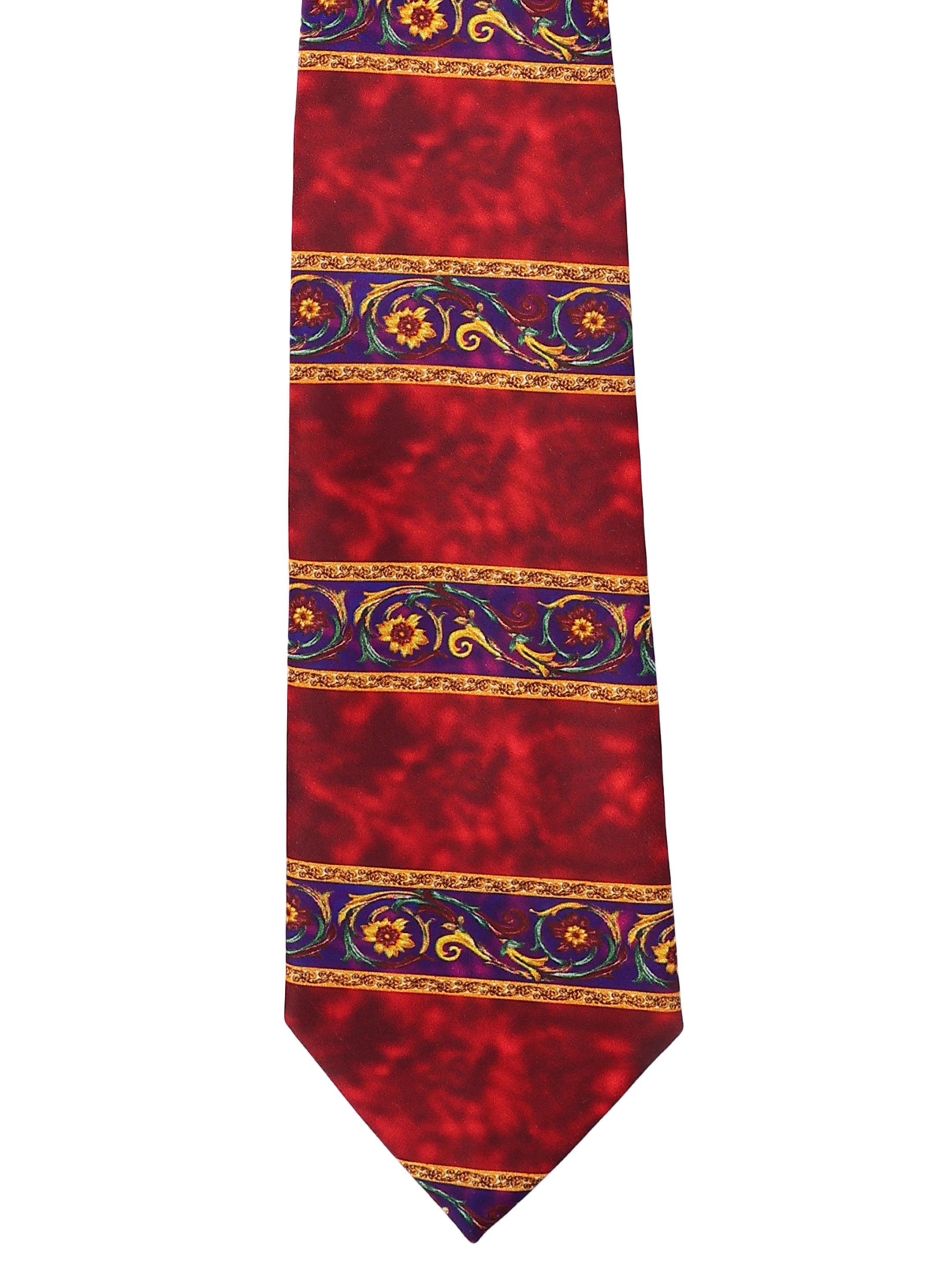 Maroon Floral Border Necktie