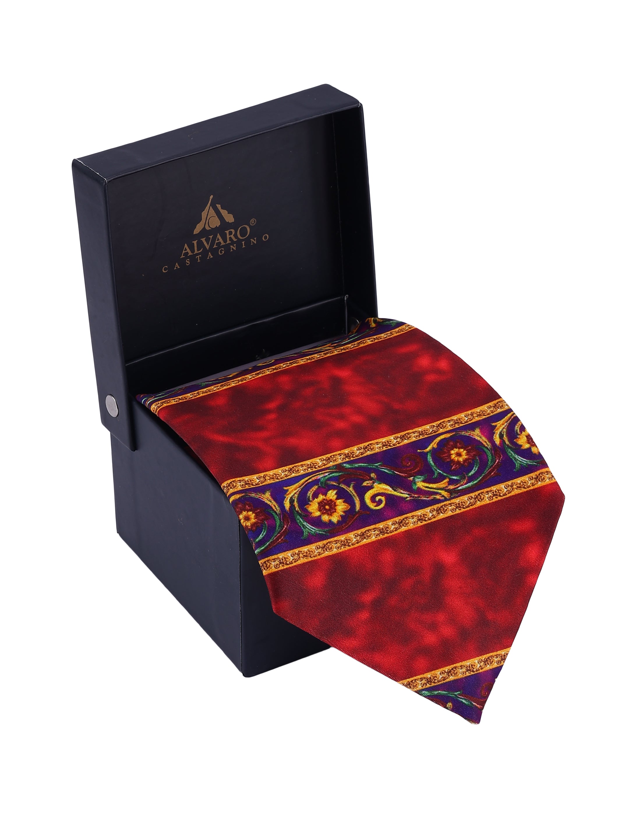 Maroon Floral Border Necktie