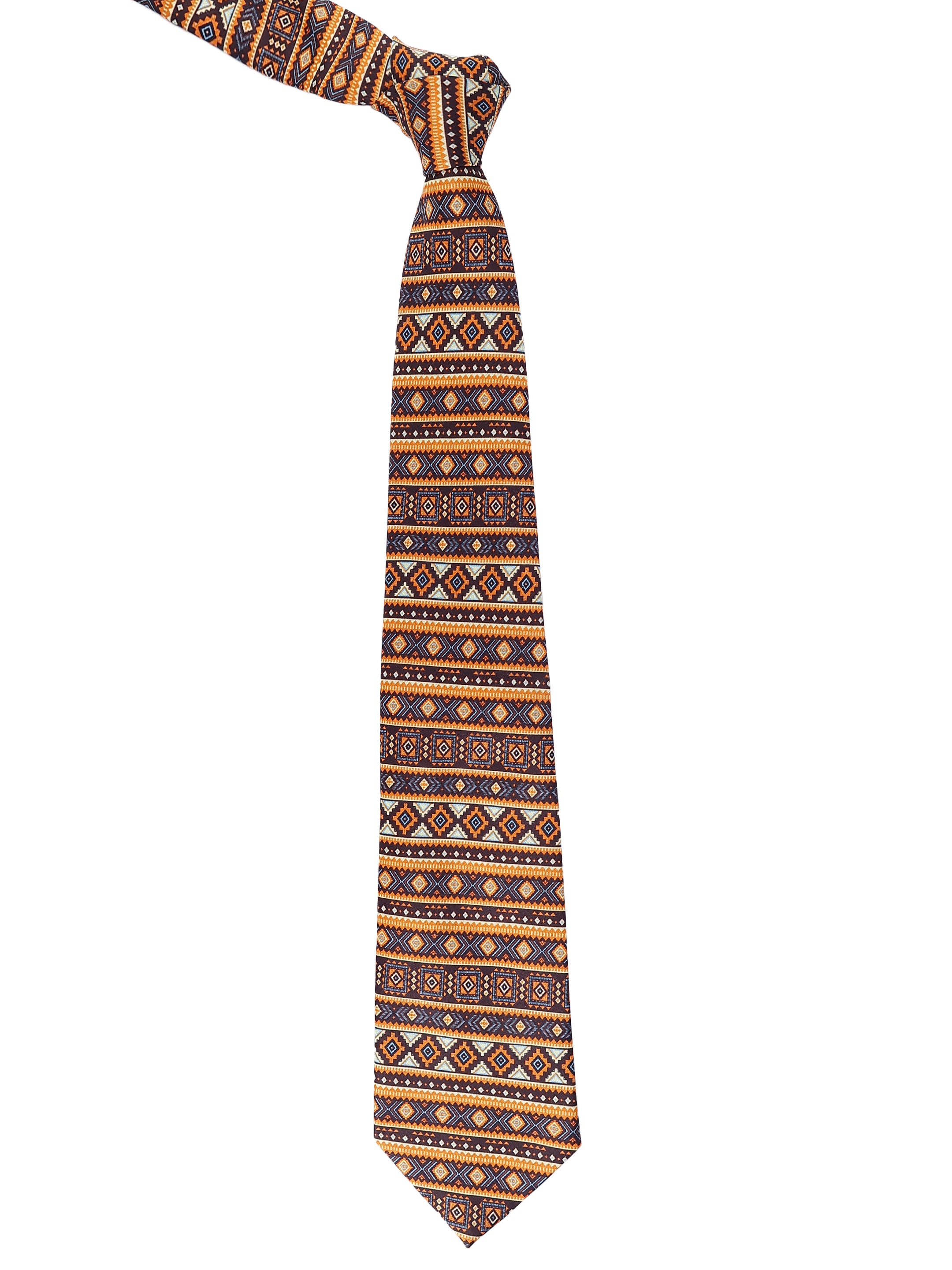Earth-Tone Tribal Geometric Necktie