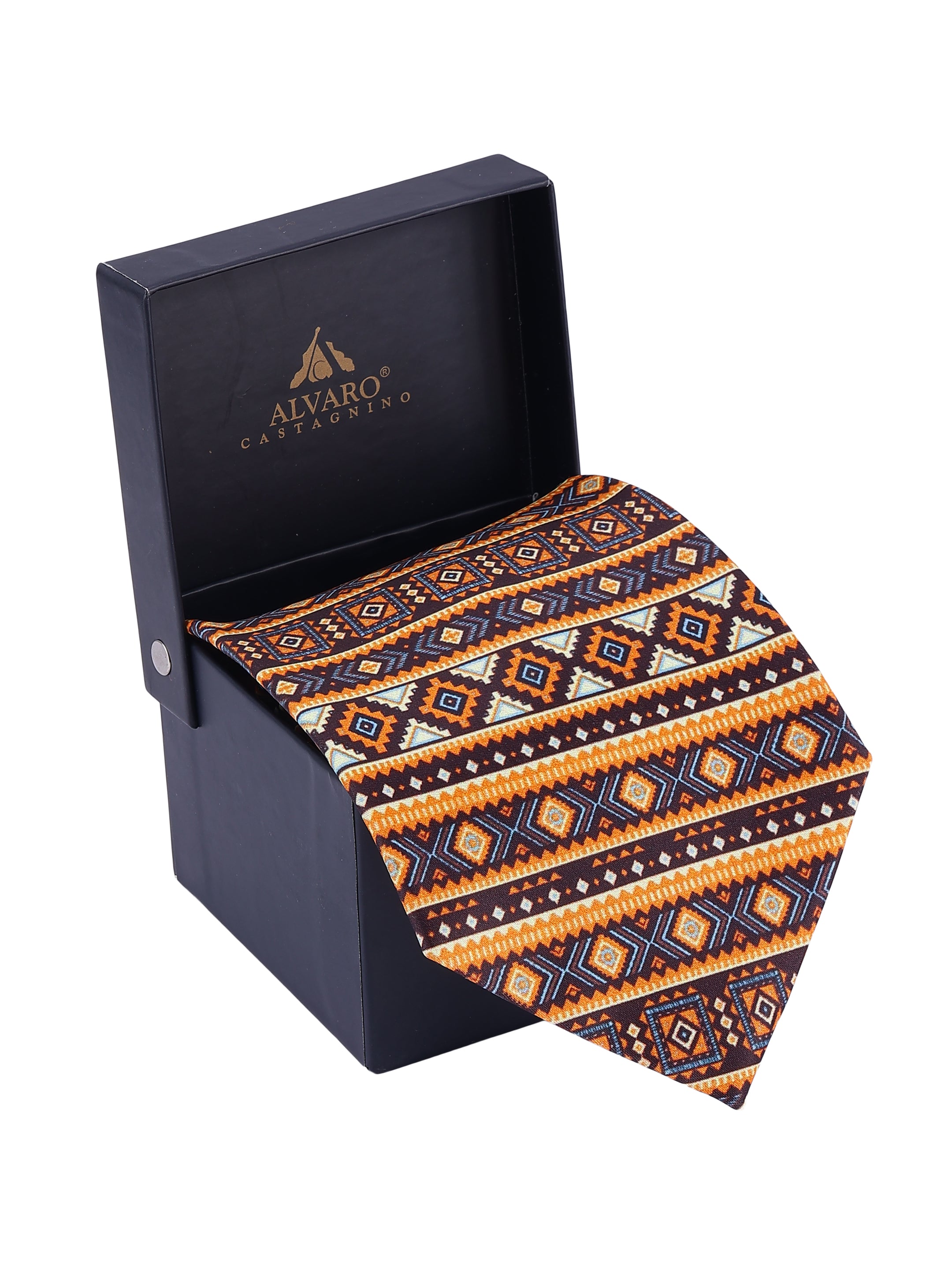 Earth-Tone Tribal Geometric Necktie