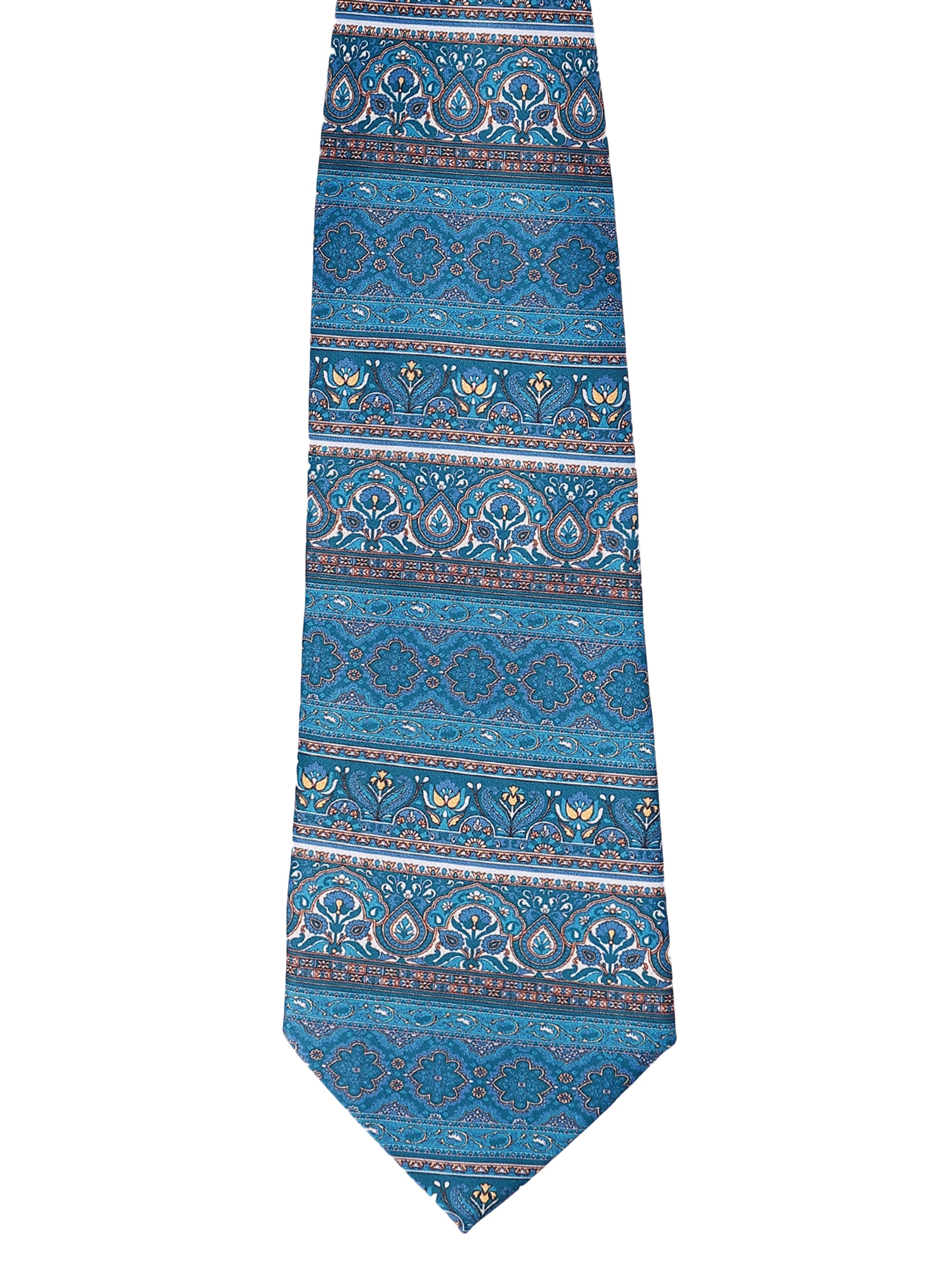Teal Floral Border Necktie