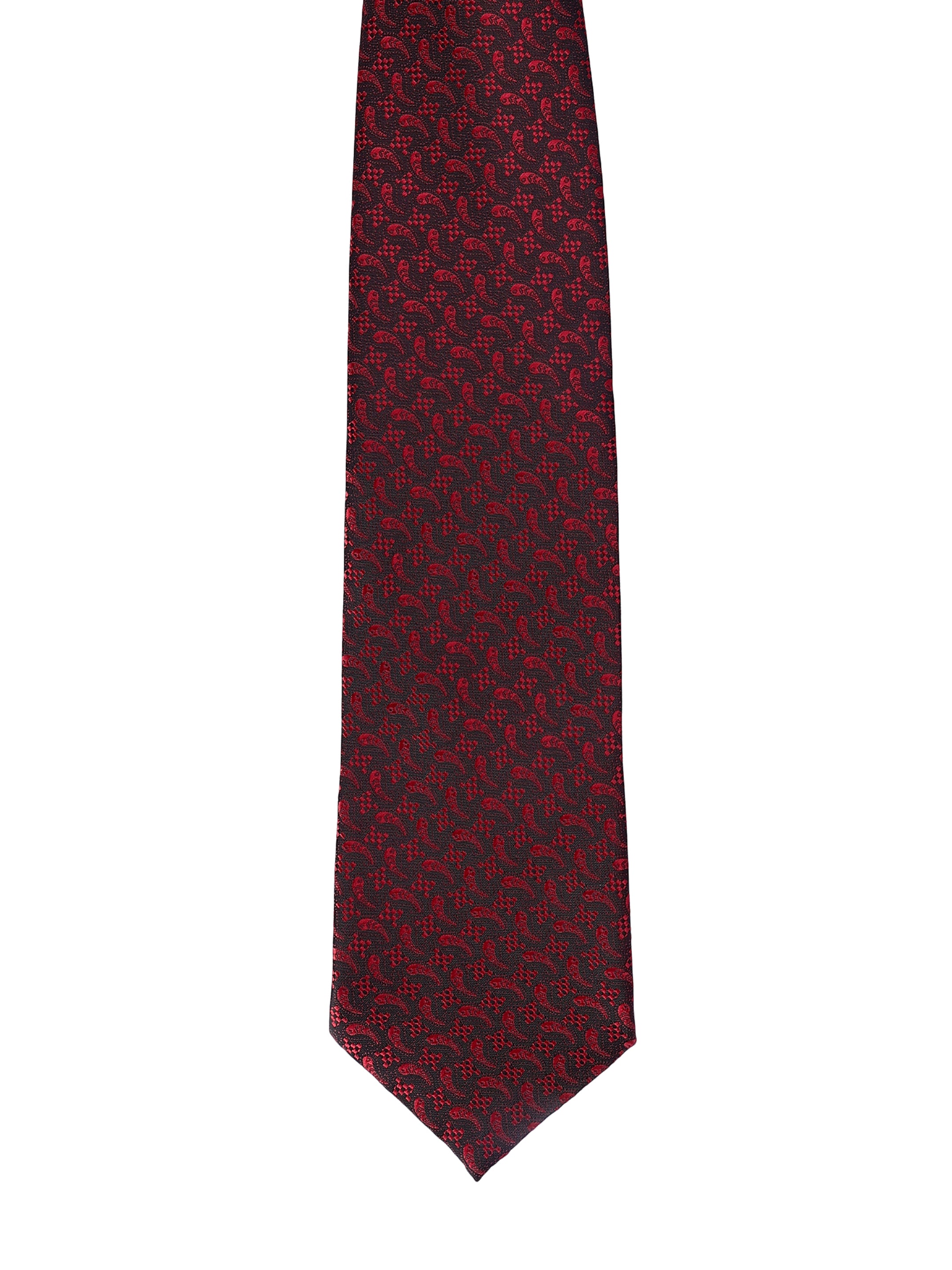 Obsidian & Crimson Micro-Paisley Necktie