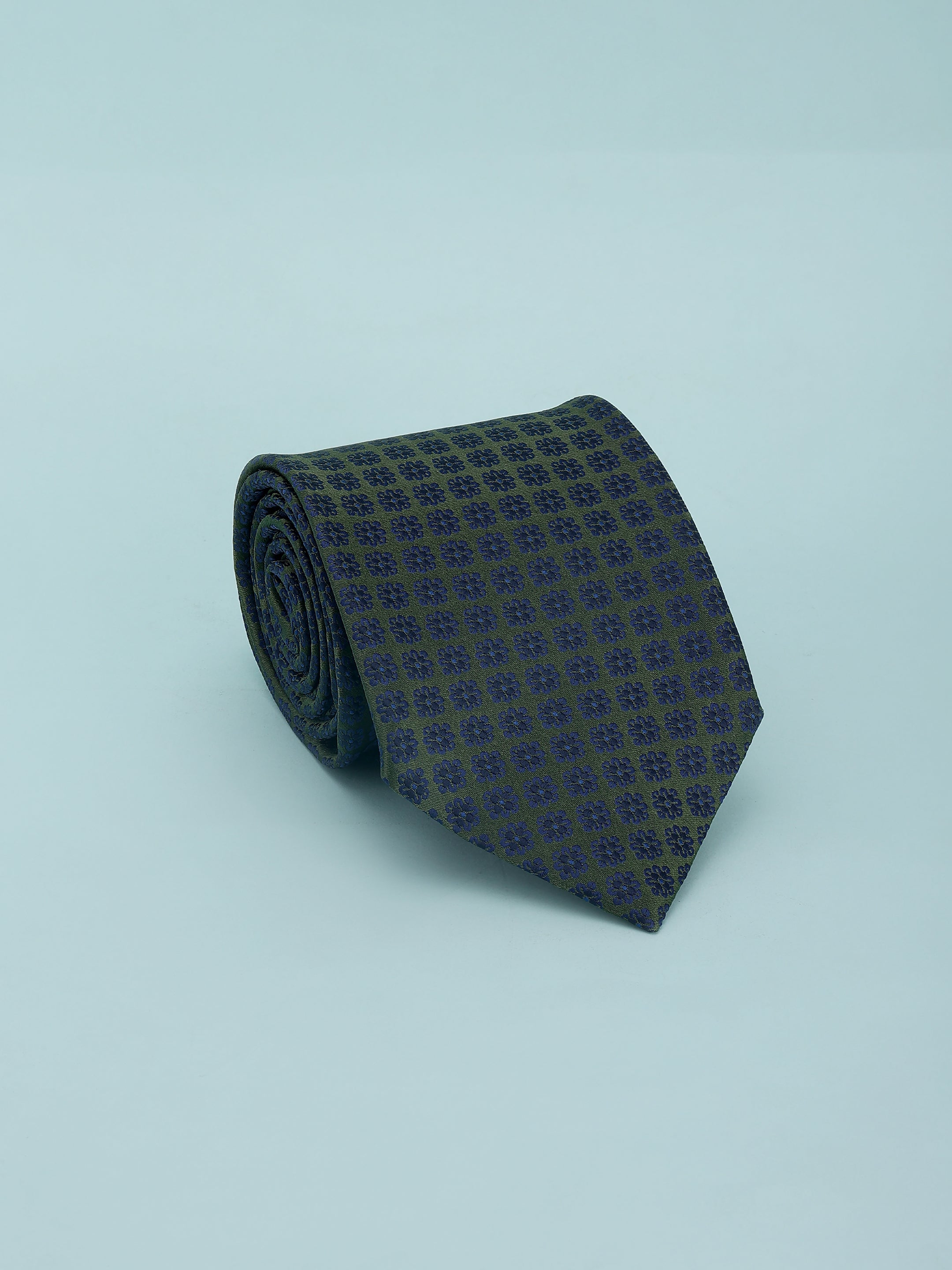 Olive & Navy Micro-Medallion Necktie