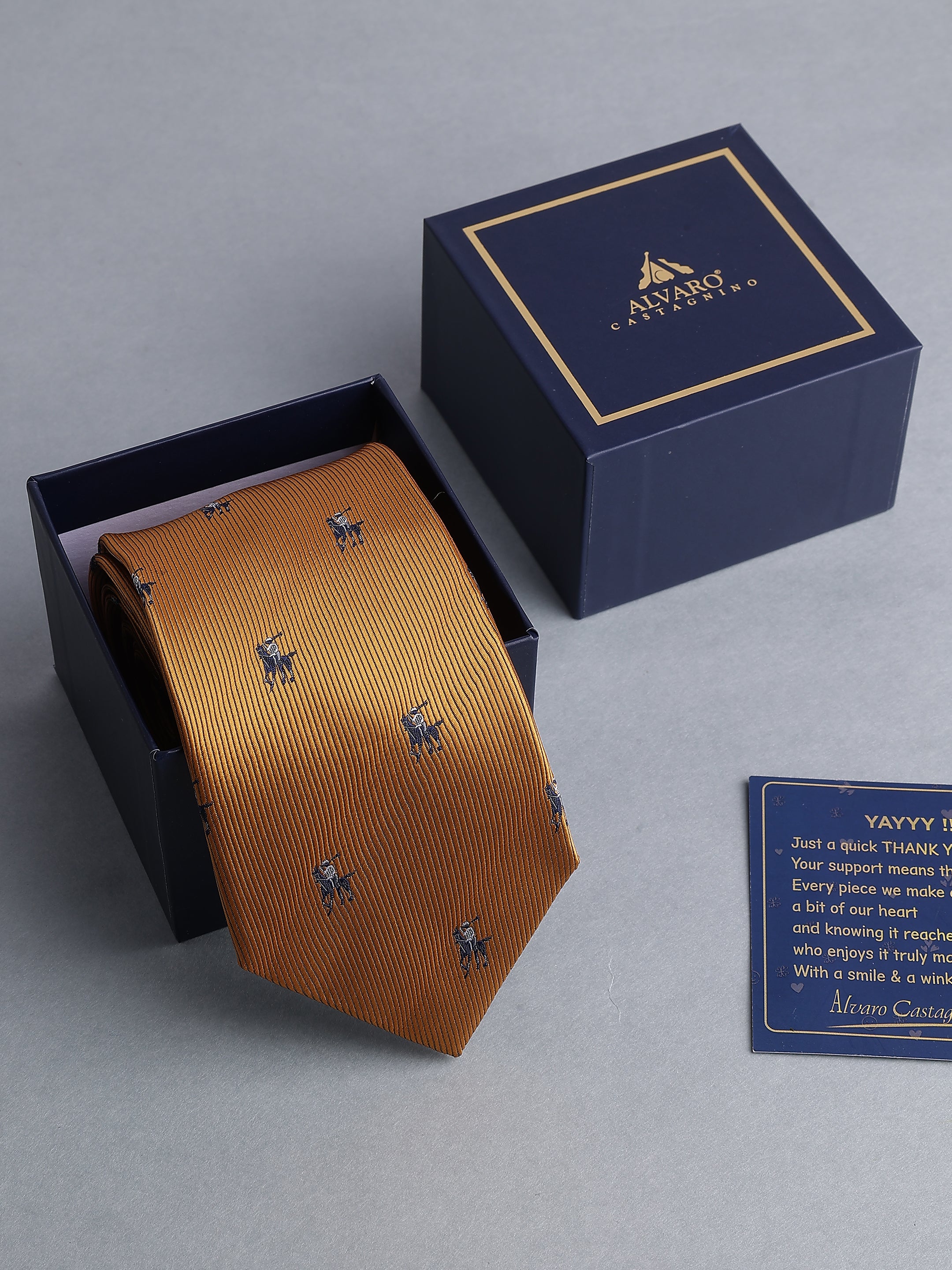 Mustard Gold Blend Polo Motif Necktie