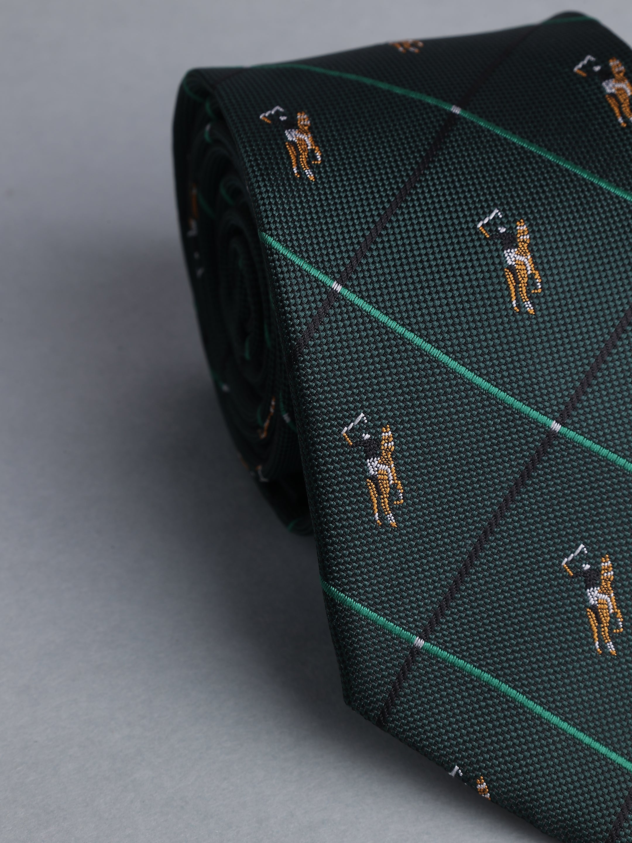 Dark Green Check Grid Blend Polo Necktie