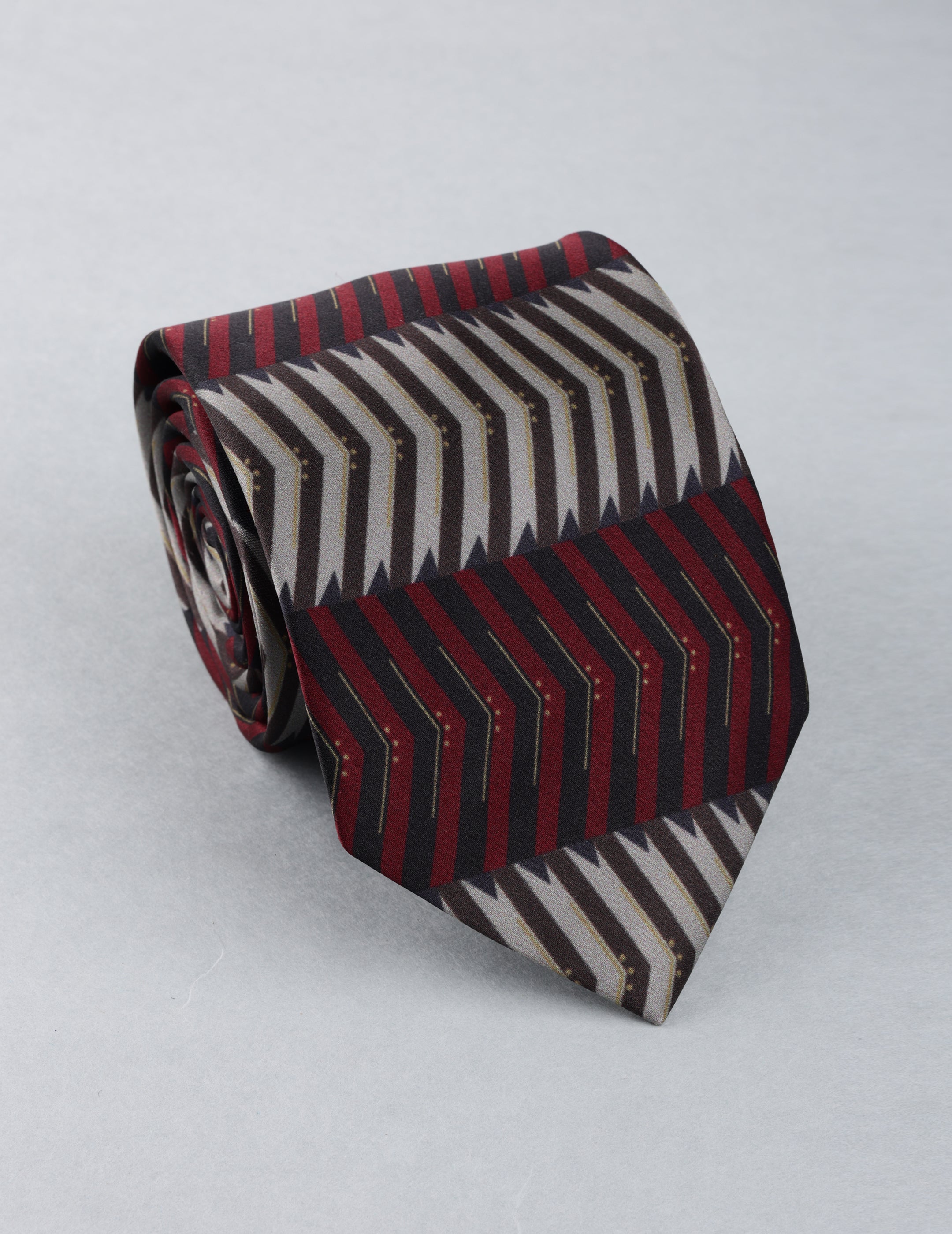 Maroon & Black Geometric Stripe Necktie