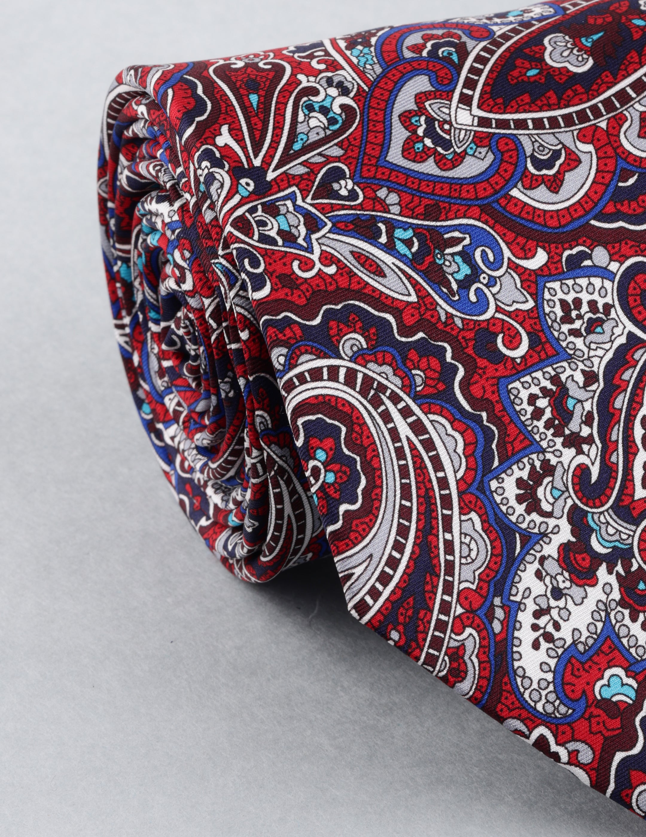 Red Paisley Printed Silk Tie