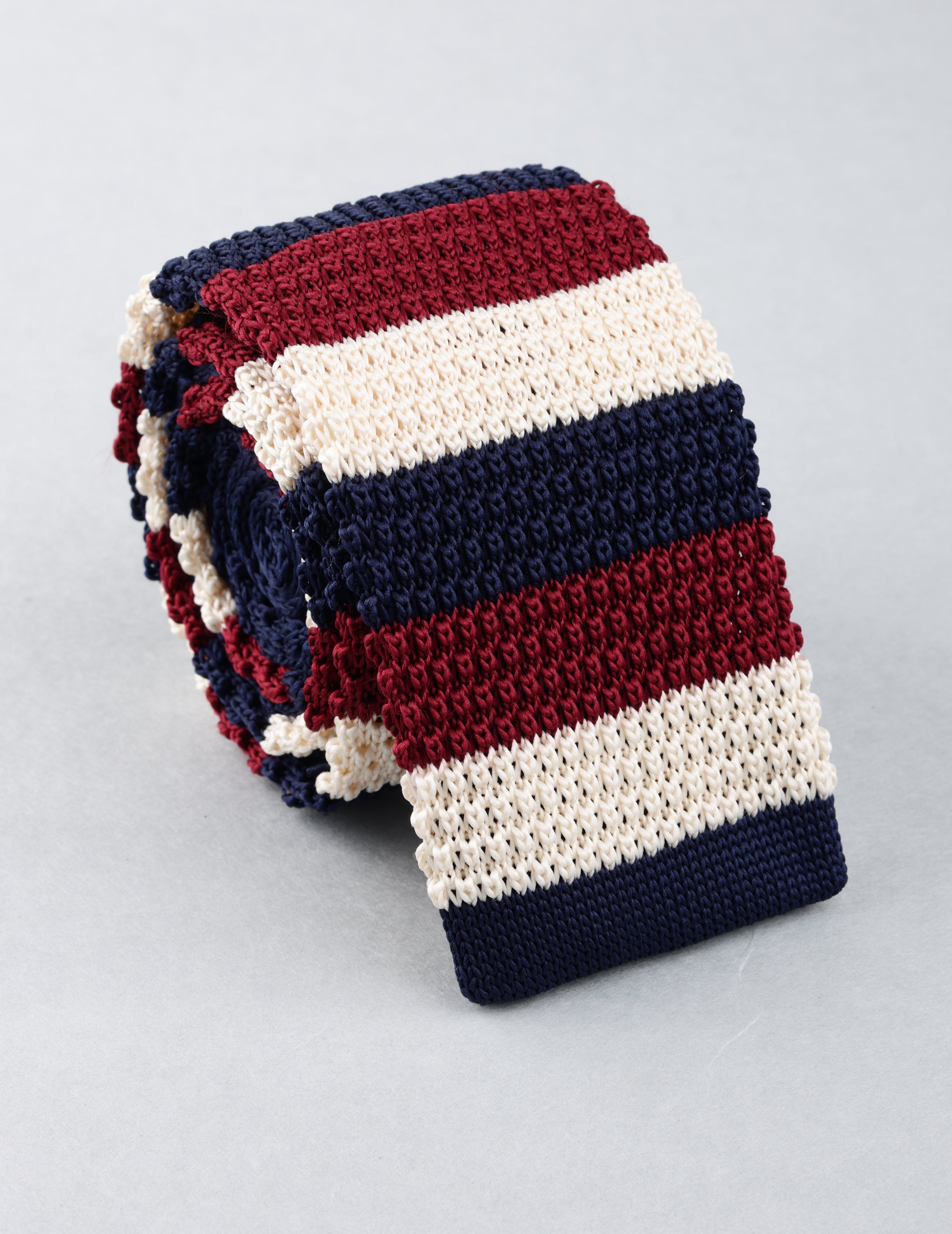 Navy, Red & White Knitted Necktie