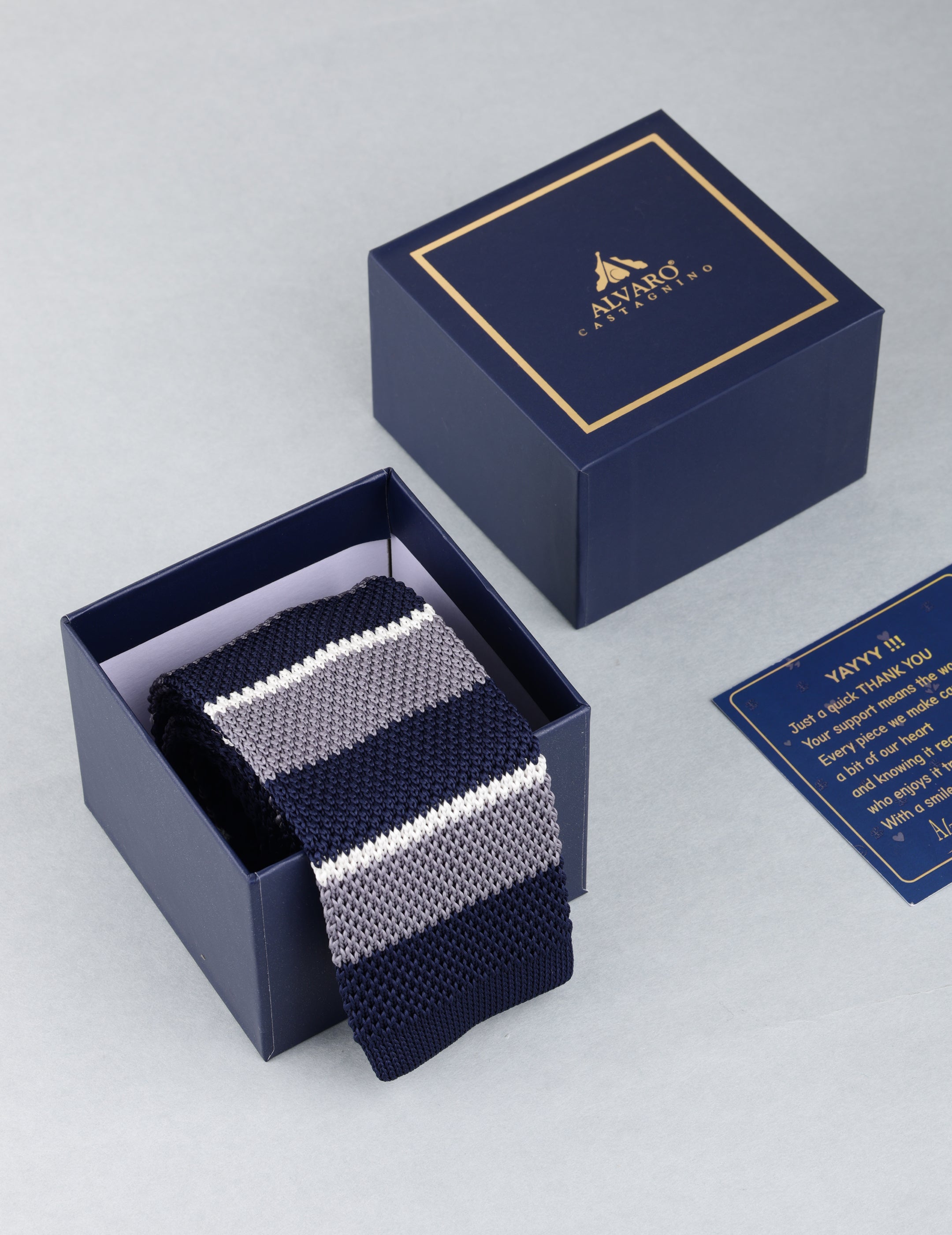 Navy Blue & Grey Knitted Necktie