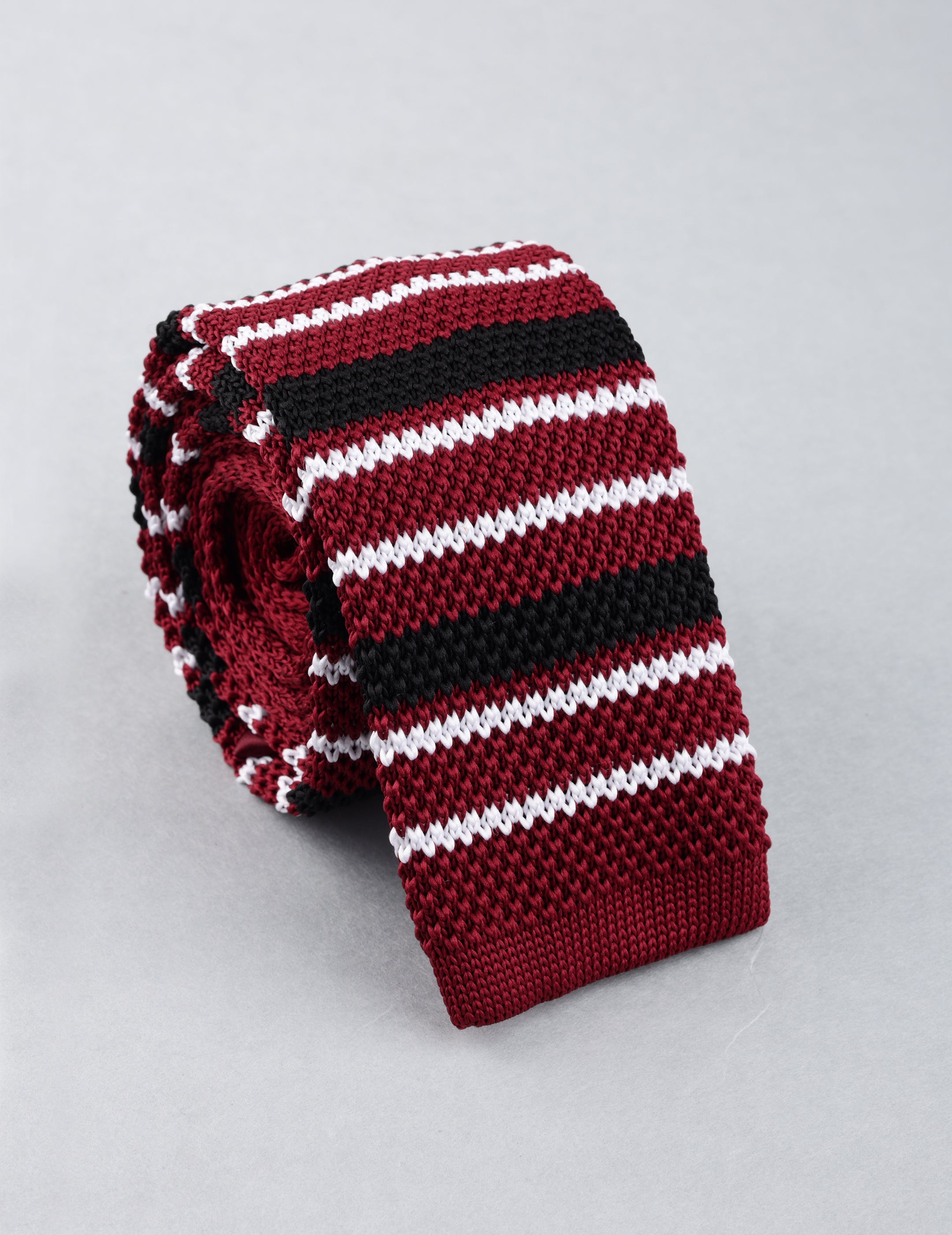 Red, Black & White Knitted Necktie