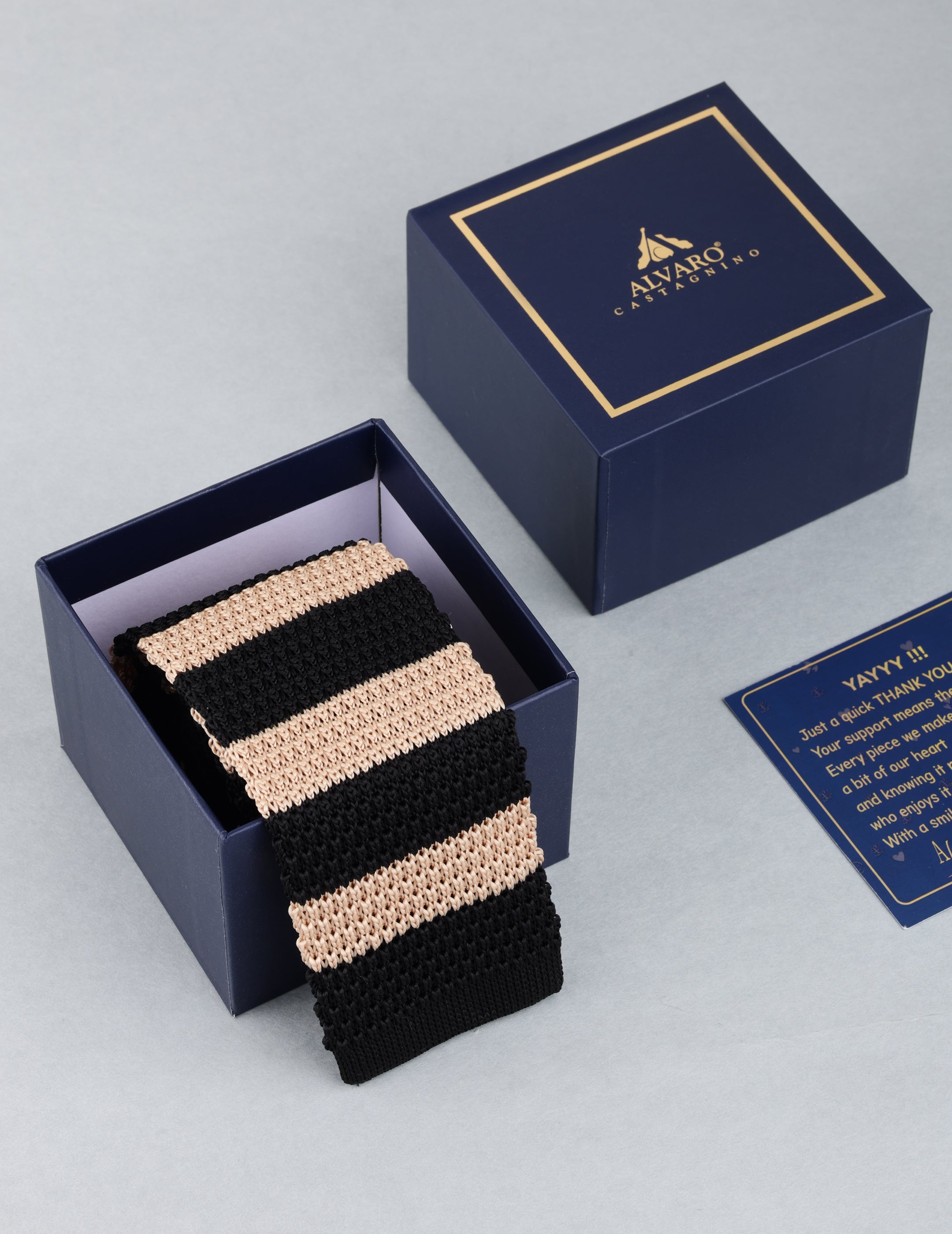 Black & Beige Knitted Necktie