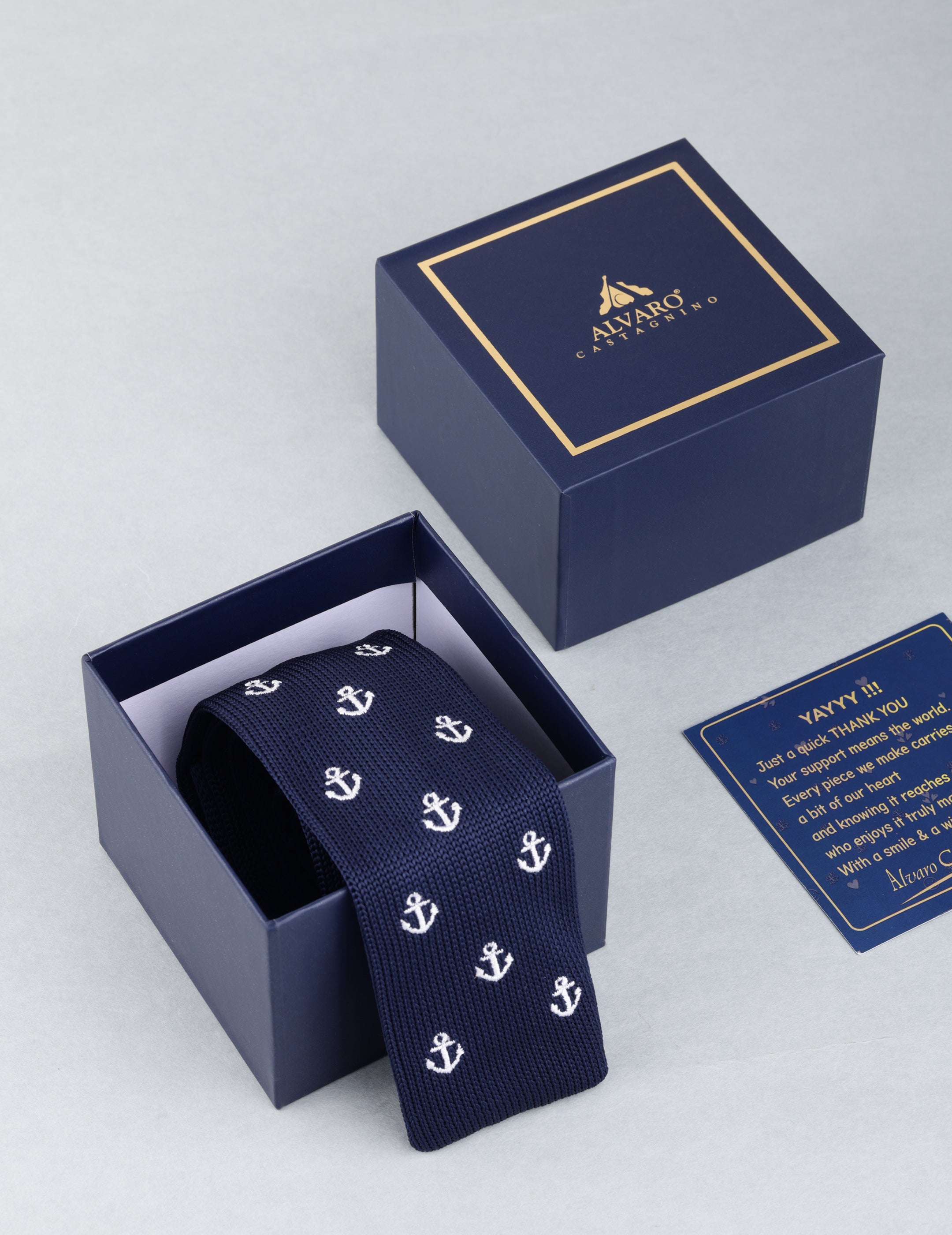 Navy Blue Anchor Knitted Necktie